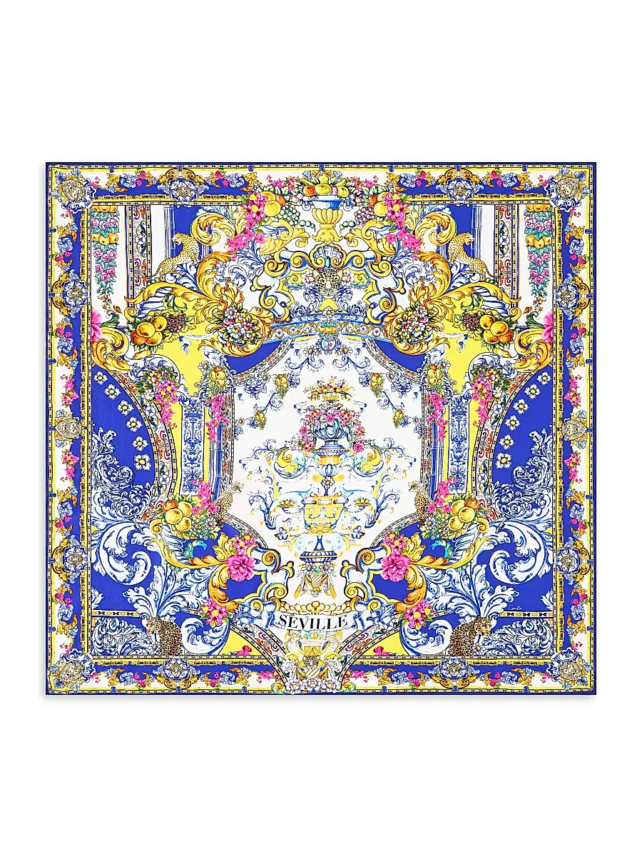 Large Embellished Printed Silk Square Scarf by Camilla