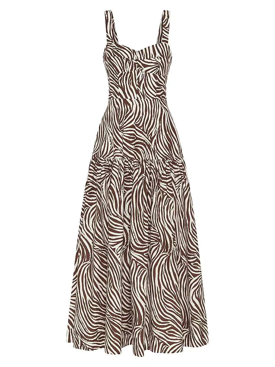 Valeria Zebra-Print Linen-Blend Midi-Dress by NICHOLAS