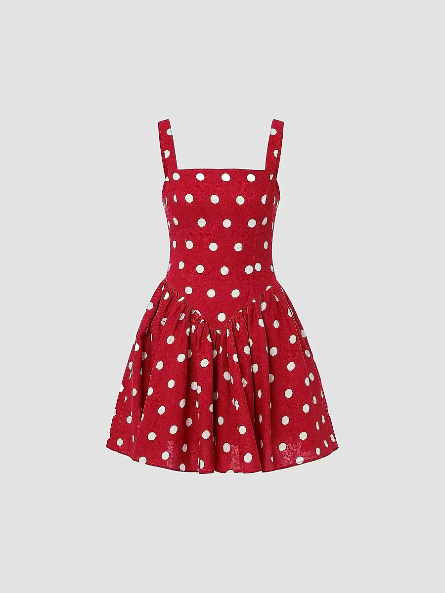 Vittoria Polka Dot Linen-Blend Minidress by NICHOLAS