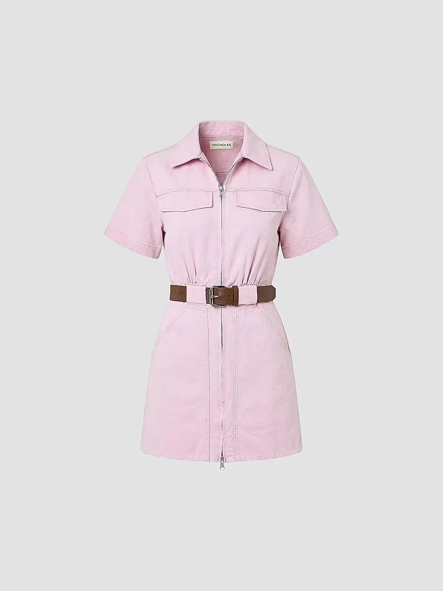 Embla Utility Belted Denim Minidress by NICHOLAS