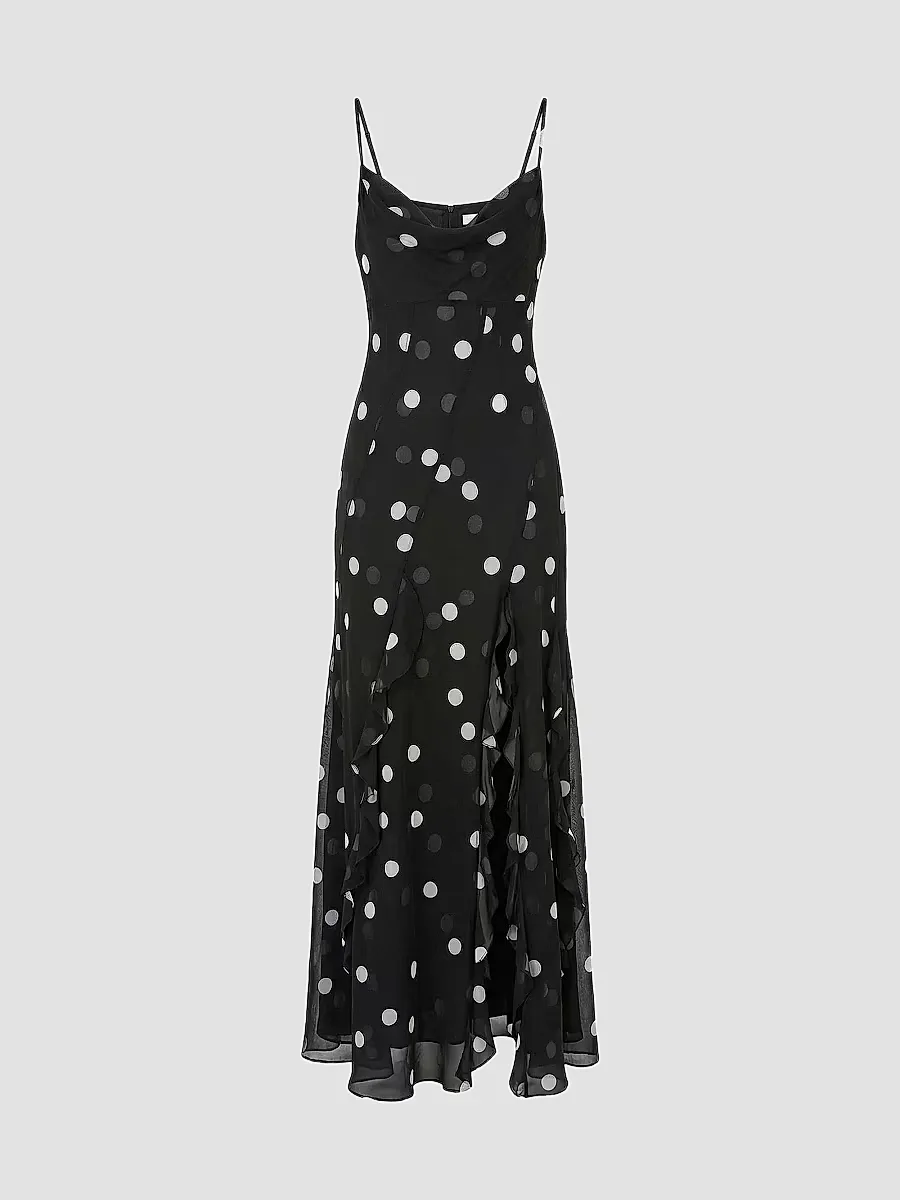 Kamila Ruffled Polka Dot Georgette Gown by NICHOLAS