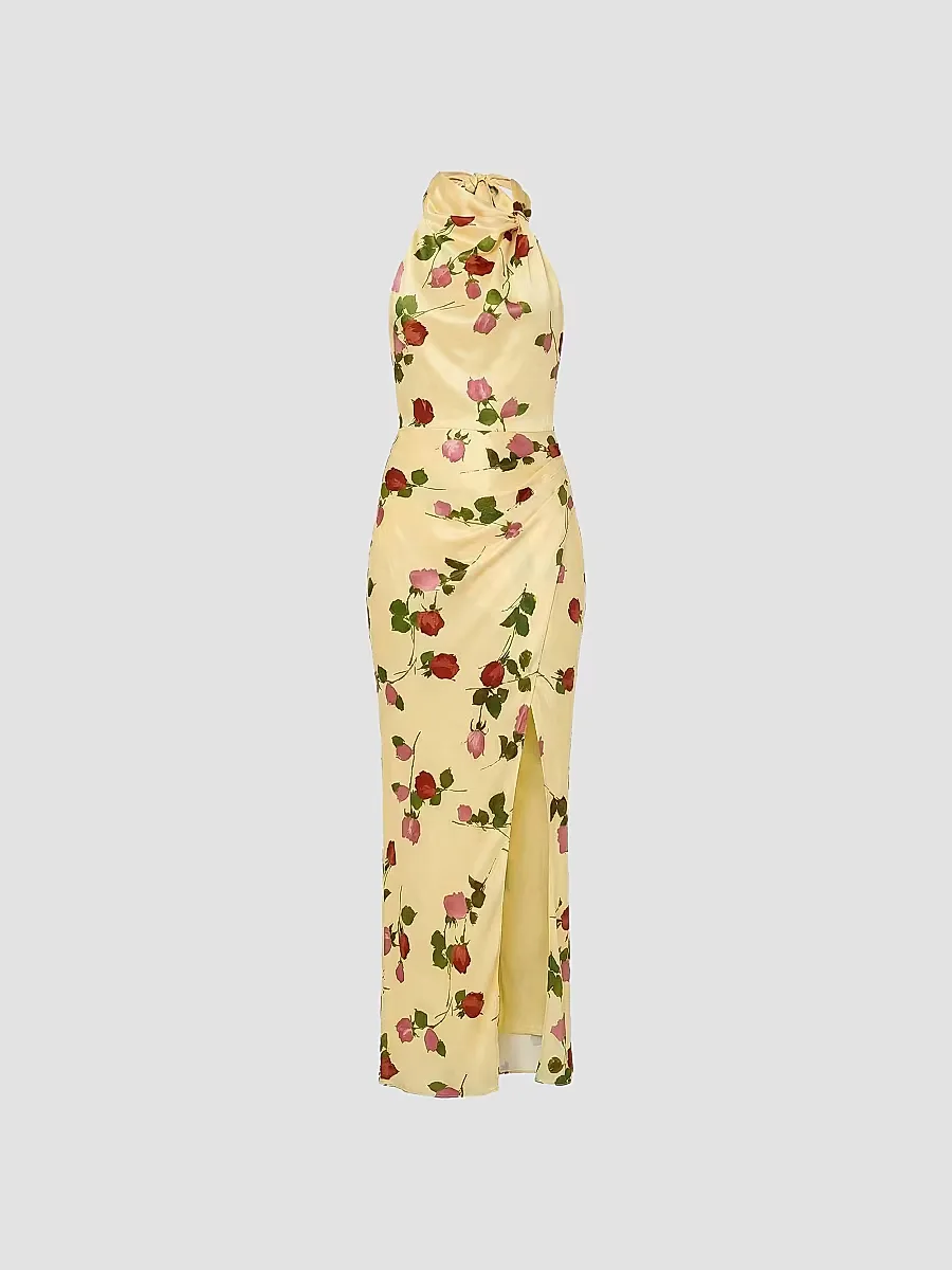 Galilea Halterneck Floral A-Line Gown by NICHOLAS