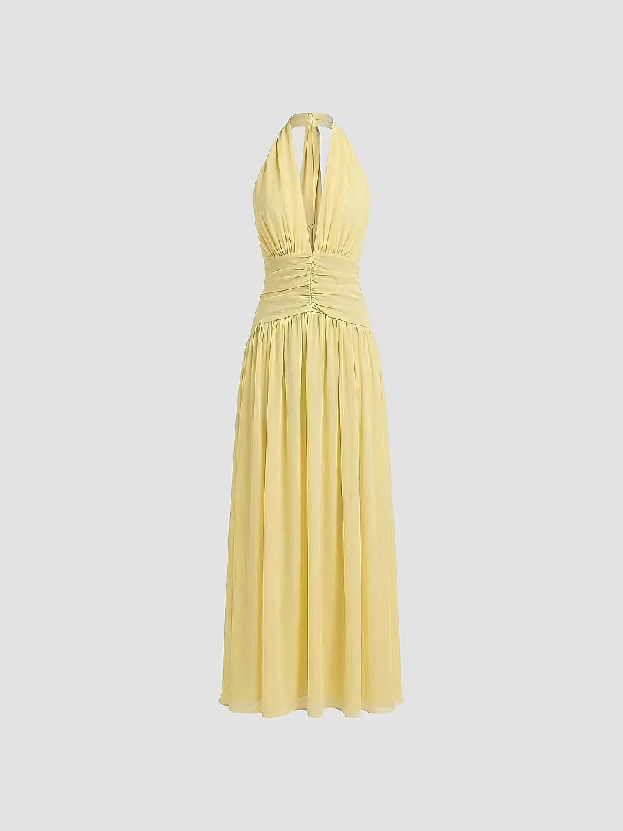 Arella Pleated Scarf-Detail Georgette Maxi Dress by NICHOLAS