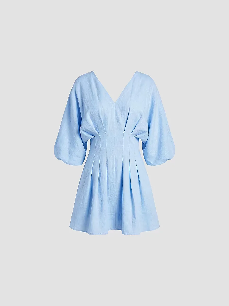 Nicoline Linen Pleated Minidress by NICHOLAS
