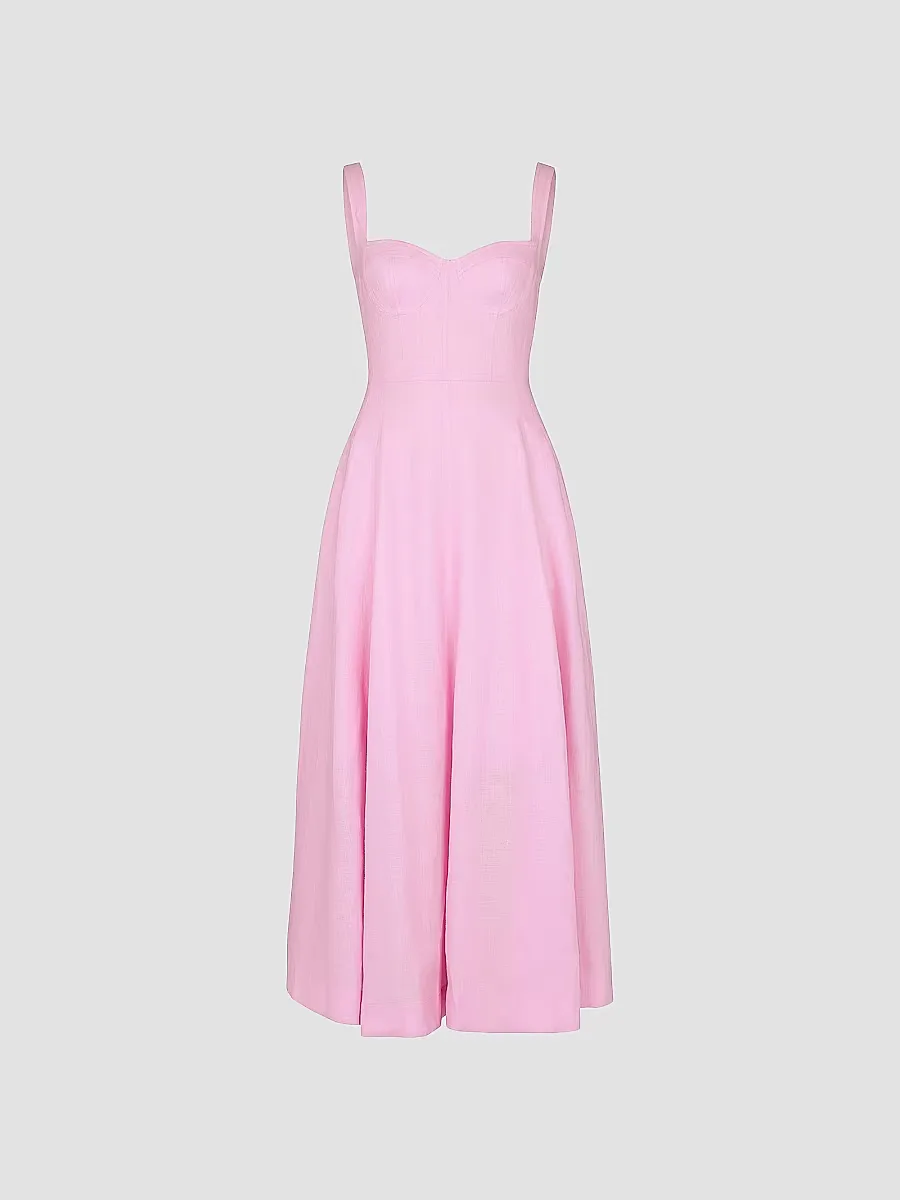 Anya Panelled Linen A-Line Maxi Dress by NICHOLAS