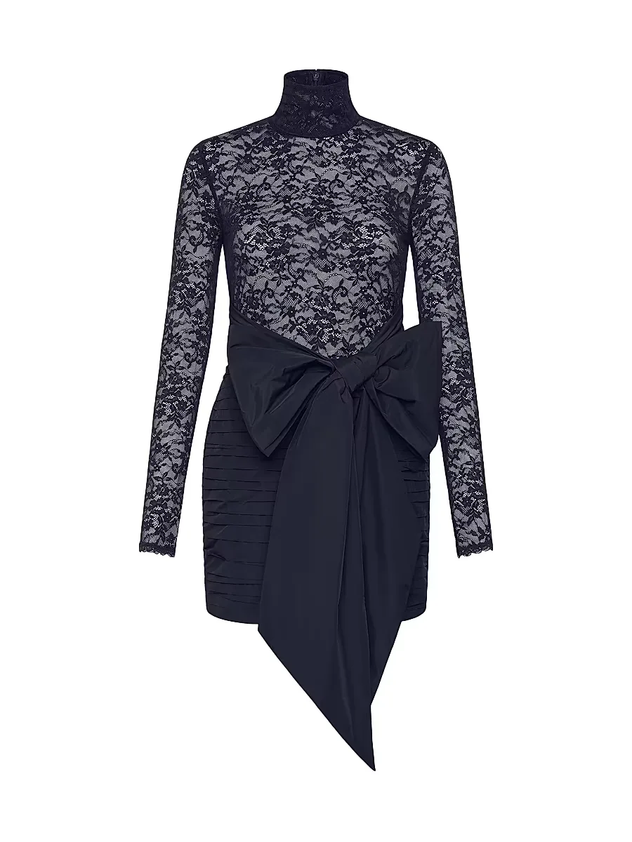 Nicky Hilton x Rebecca Vallance Delta Lace & Taffeta Bow Minidress by Rebecca Vallance