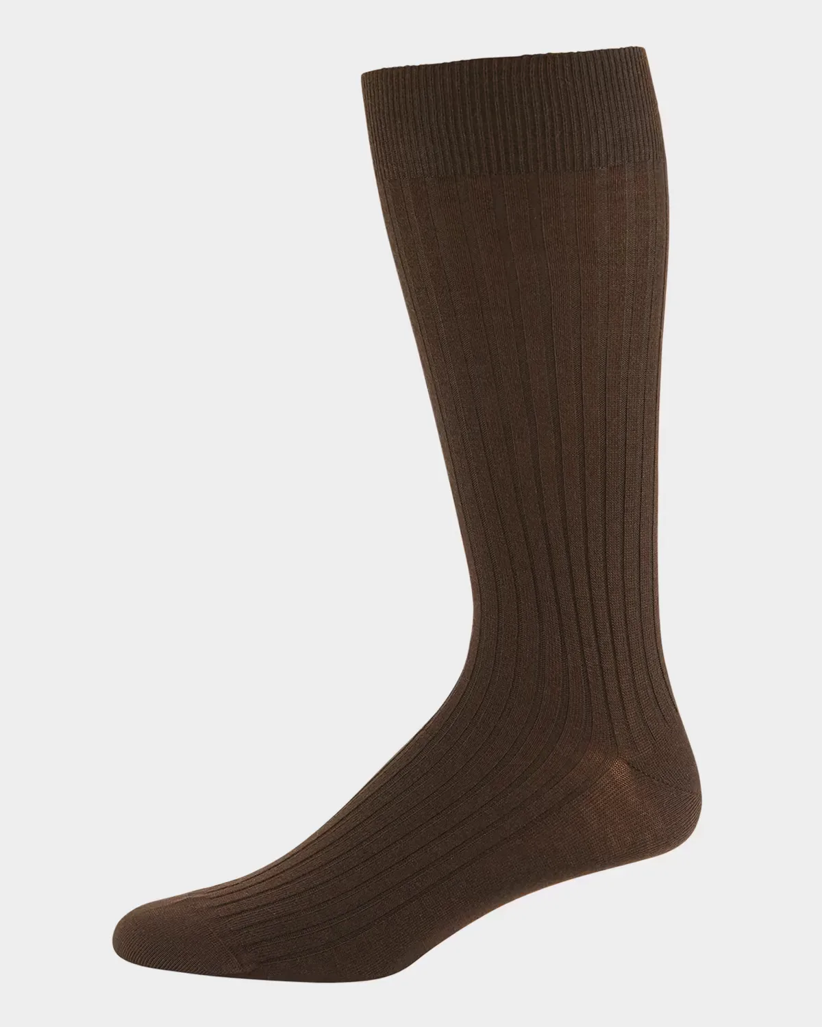 Ribbed Merino-Silk Mid-Calf Socks by Neiman Marcus