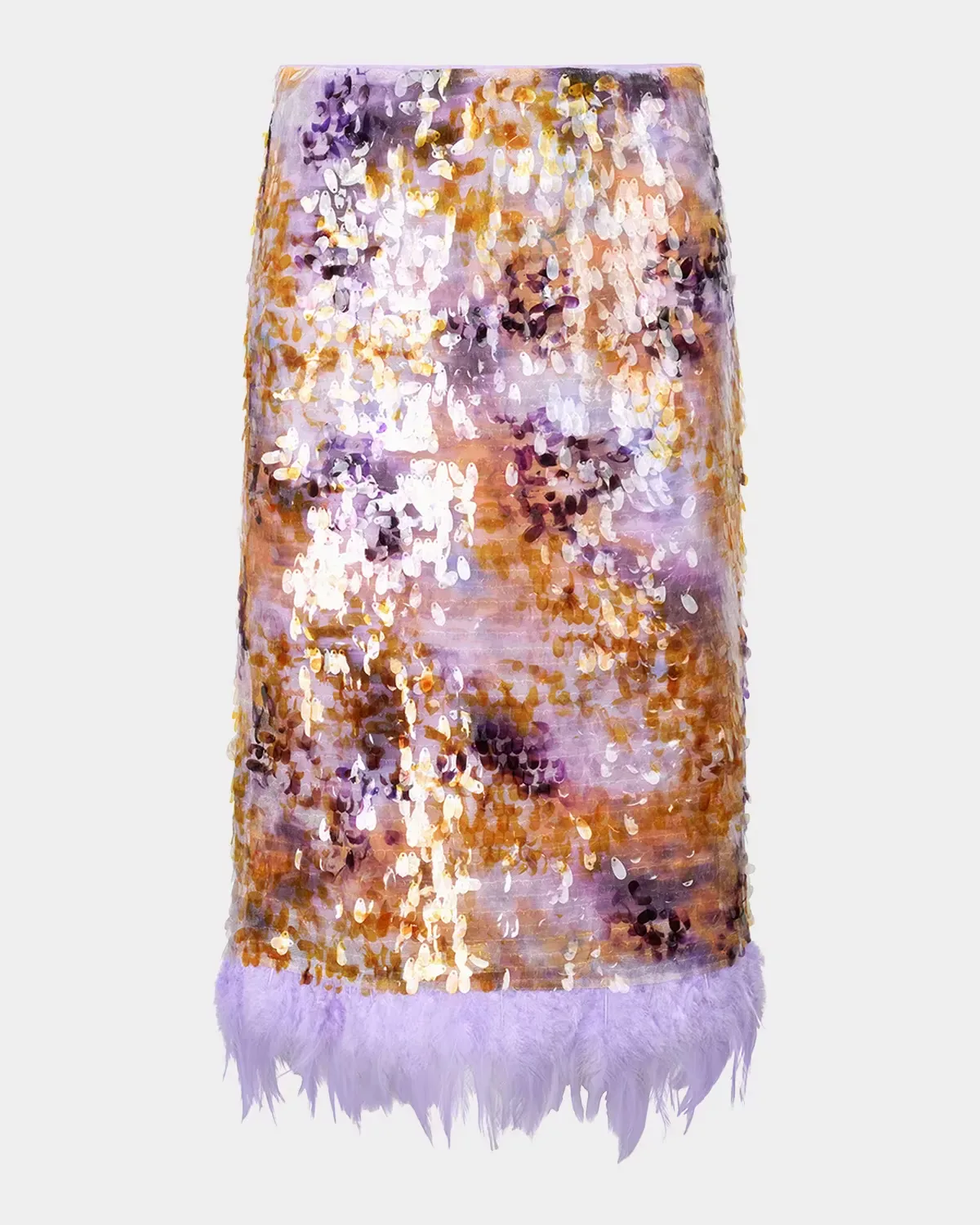 Lark Sequined Feather-Hem Skirt by STAUD