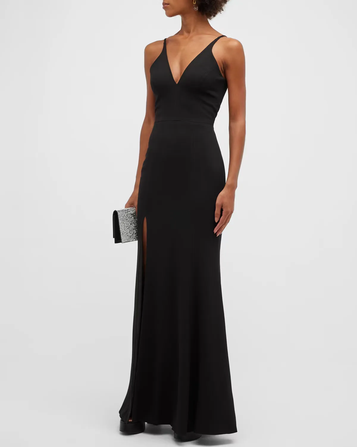 Iris Crepe Plunge Gown