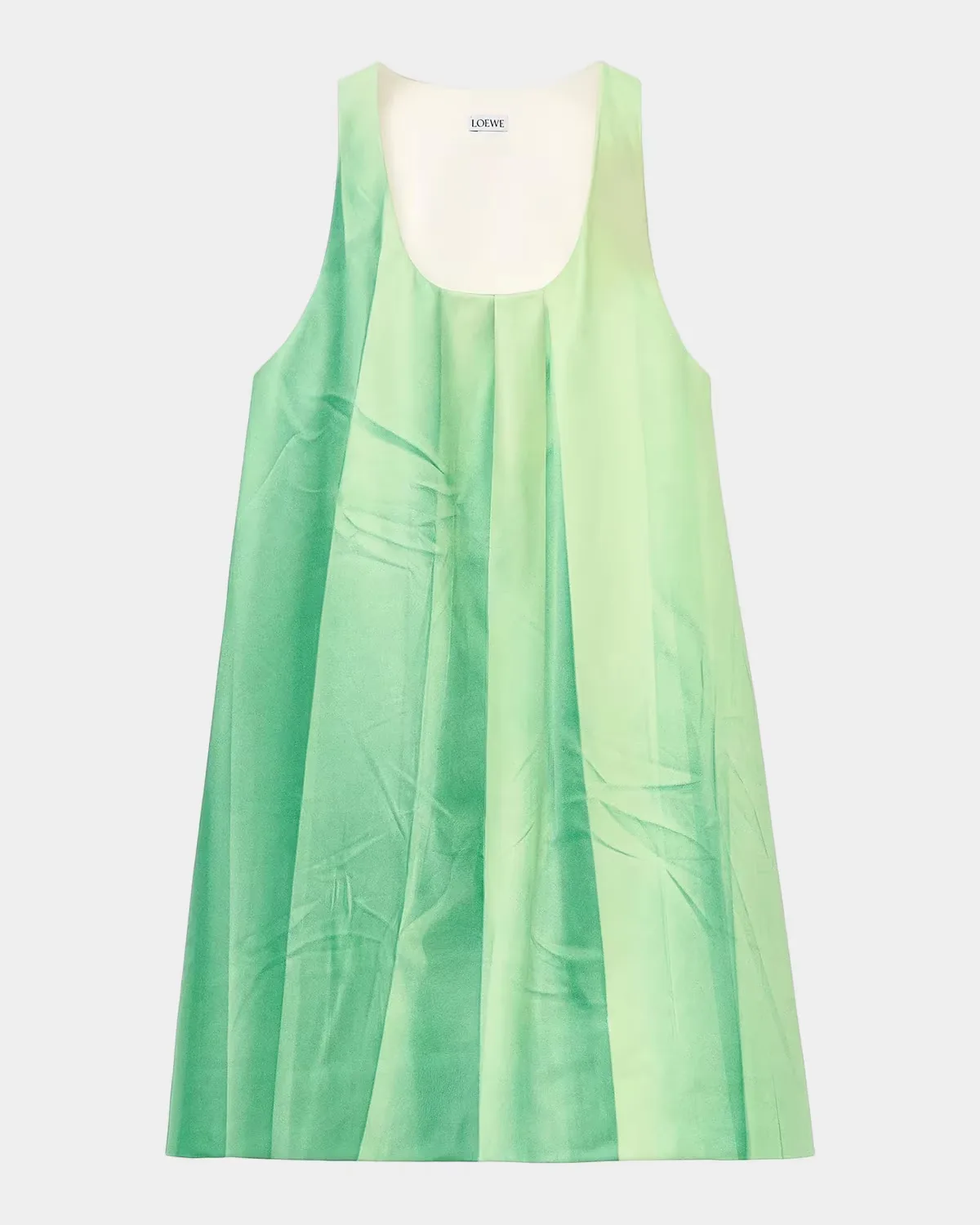 Sleeveless Pleated Leather Mini Shift Dress by LOEWE