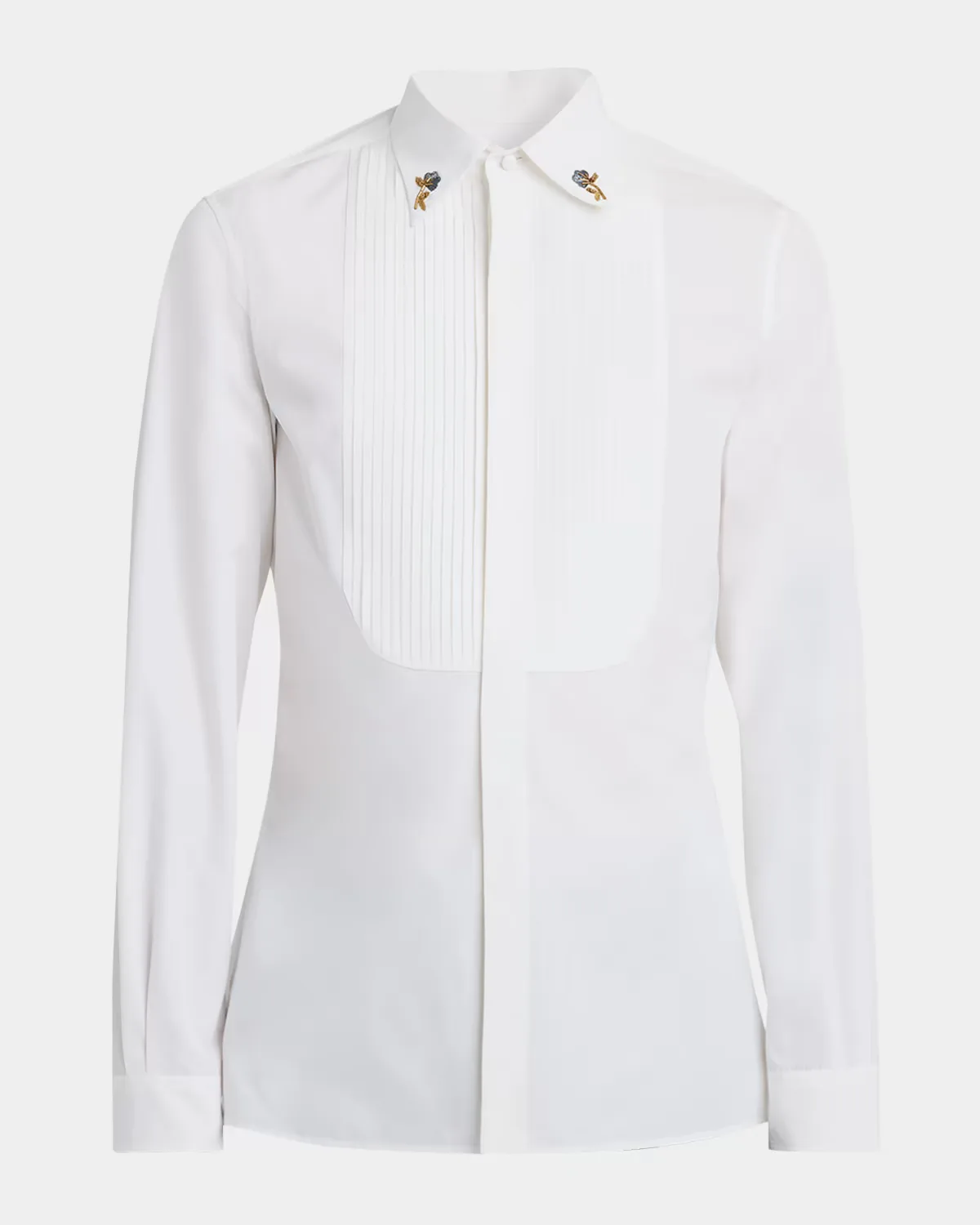 Embroidered-Collar Poplin Dress Shirt by Valentino Garavani