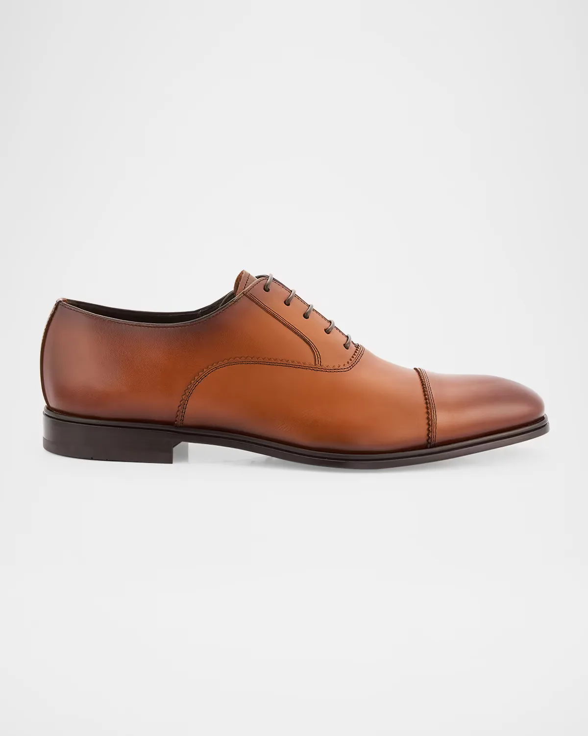 Boston Brogue Leather Cap-Toe Oxfords by FERRAGAMO