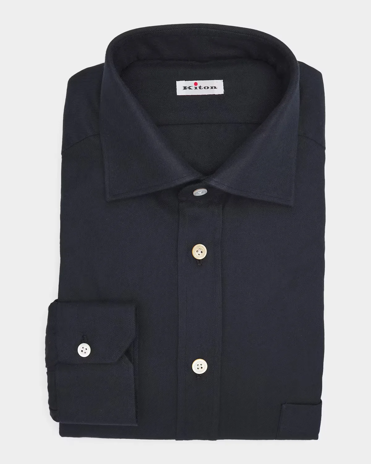 Brushed Cotton Flannel Dress Shirt by Kiton