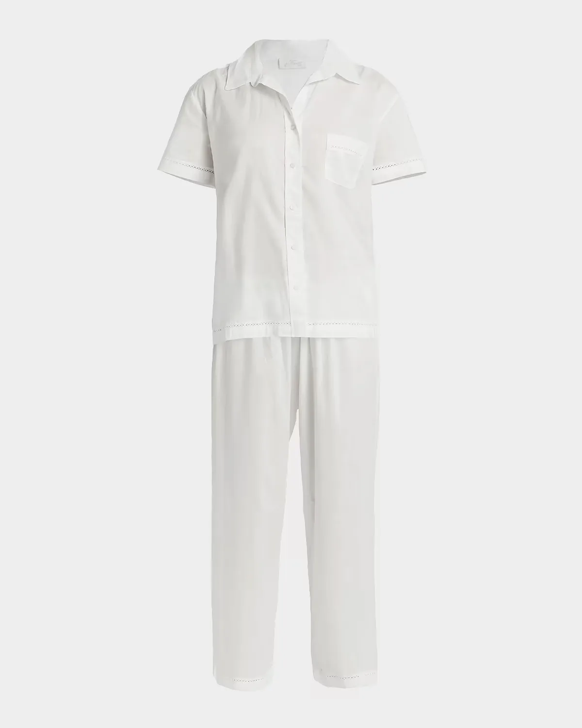 Cotton Lawn Short-Sleeve Crop Pajama Set