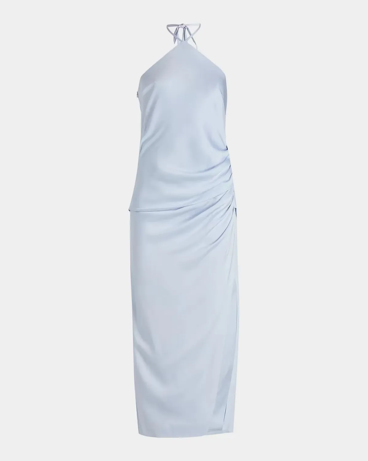 Hansel Ruched Satin Halter Maxi Dress by SIMKHAI