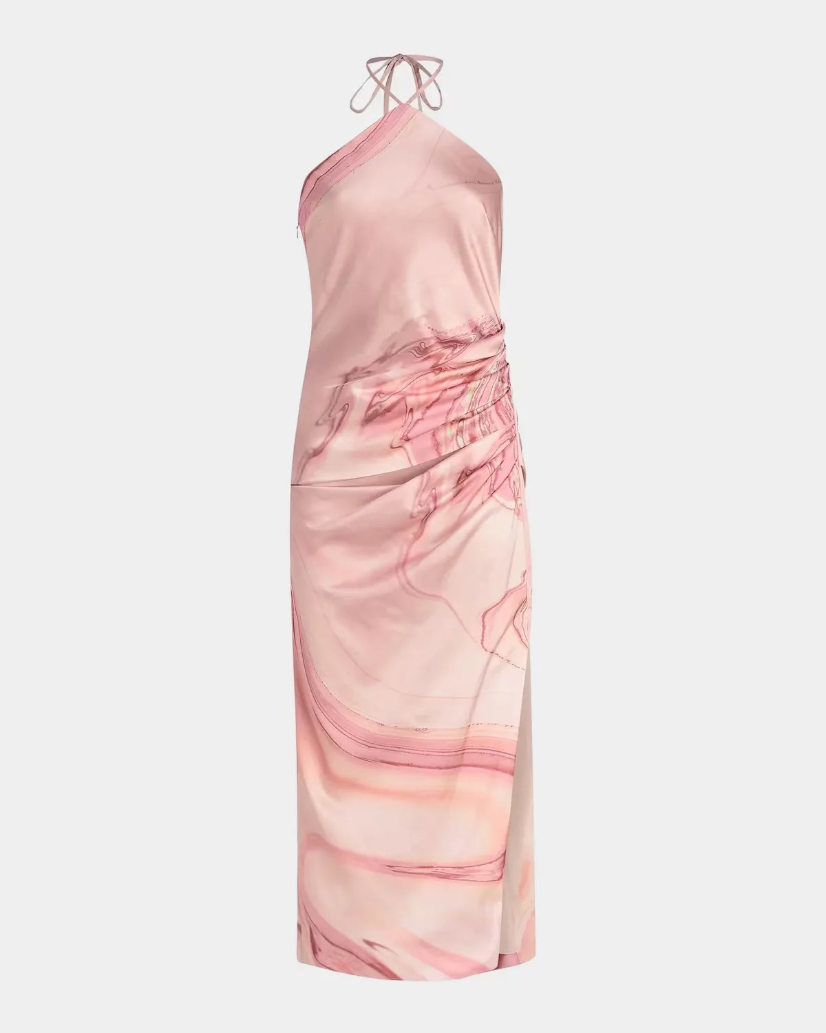 Hansel Oil Spill-Print Satin Halter Midi Dress
