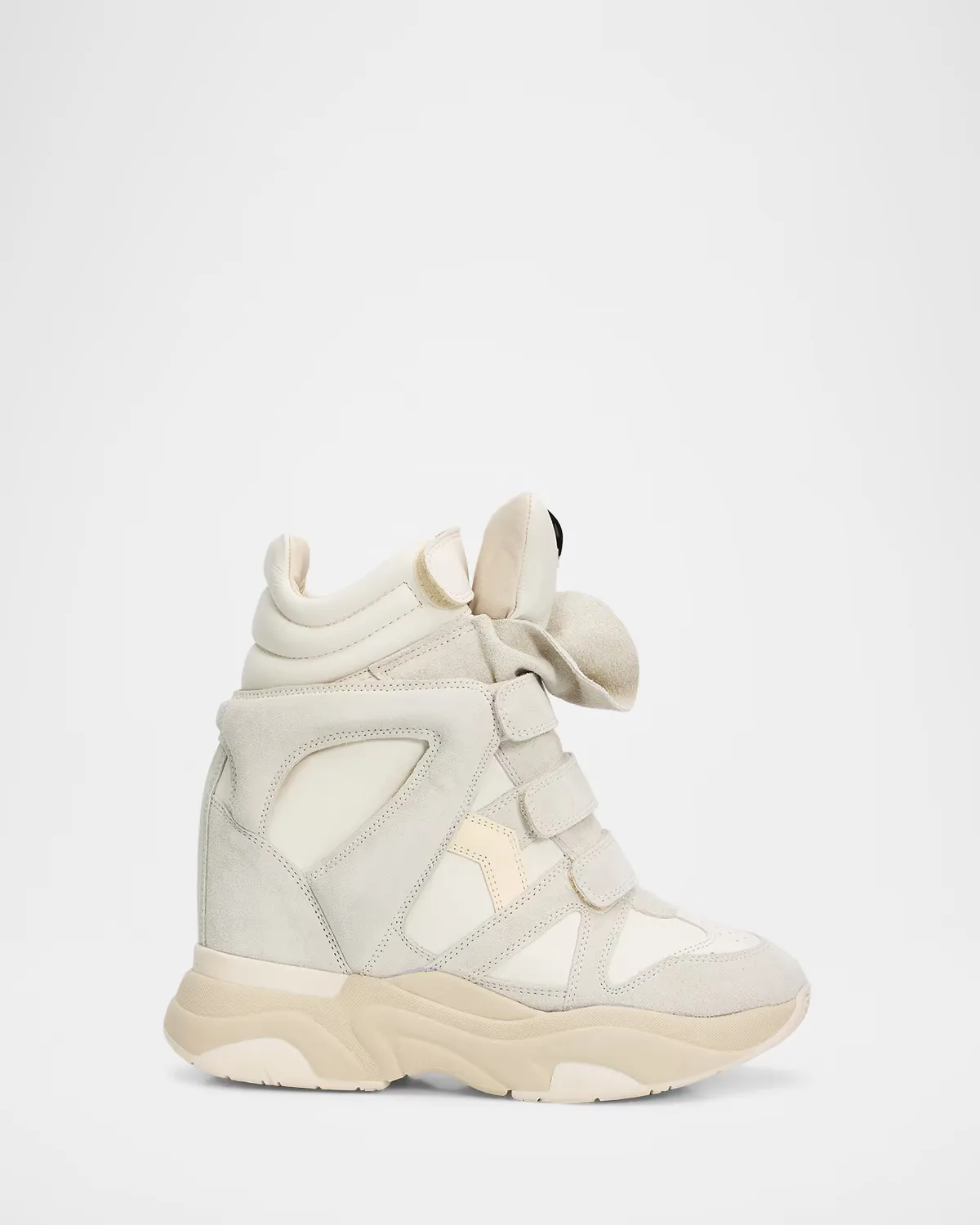 Balskee Leather and Suede High-Top Wedge Sneakers