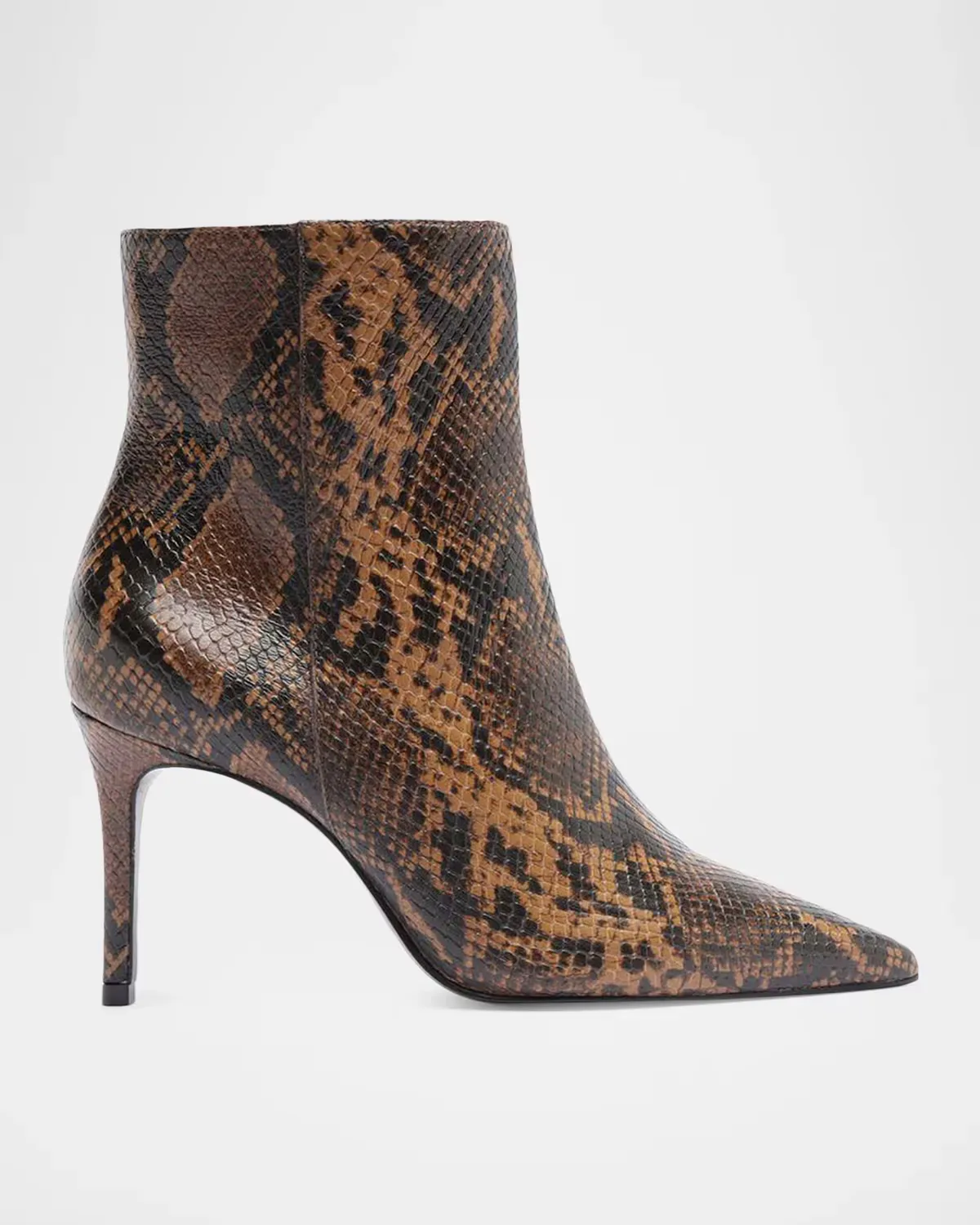 Mikki Snake-Print Leather Ankle Boots by Schutz