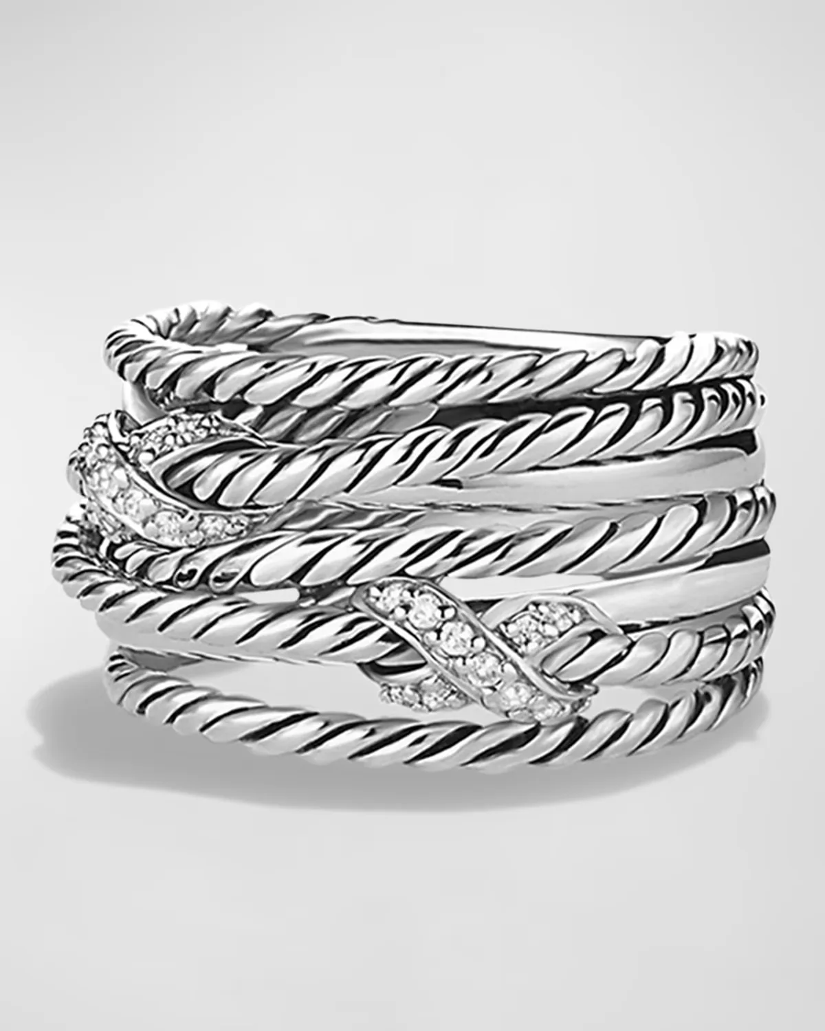Double x Crossover Ring with Diamonds by David Yurman