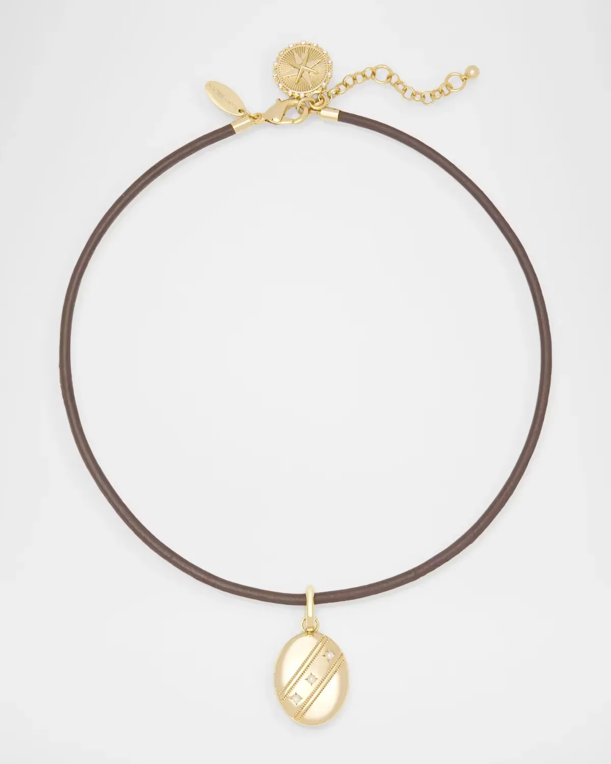 Leather Collar with Cubic Zirconia Pendant by Ramy Brook