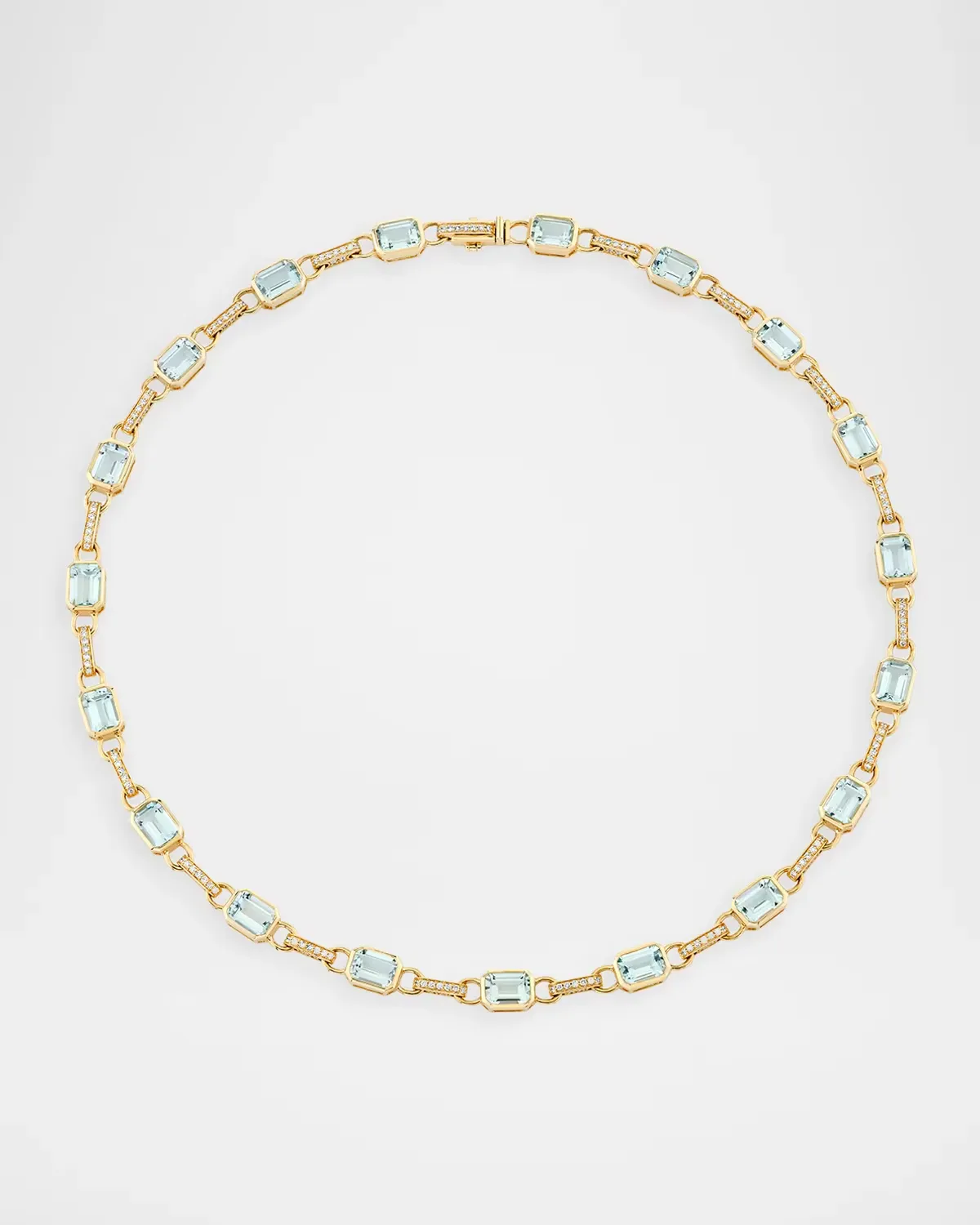14K Yellow Gold, Aquamarine & 1.22 TCW Diamond Necklace