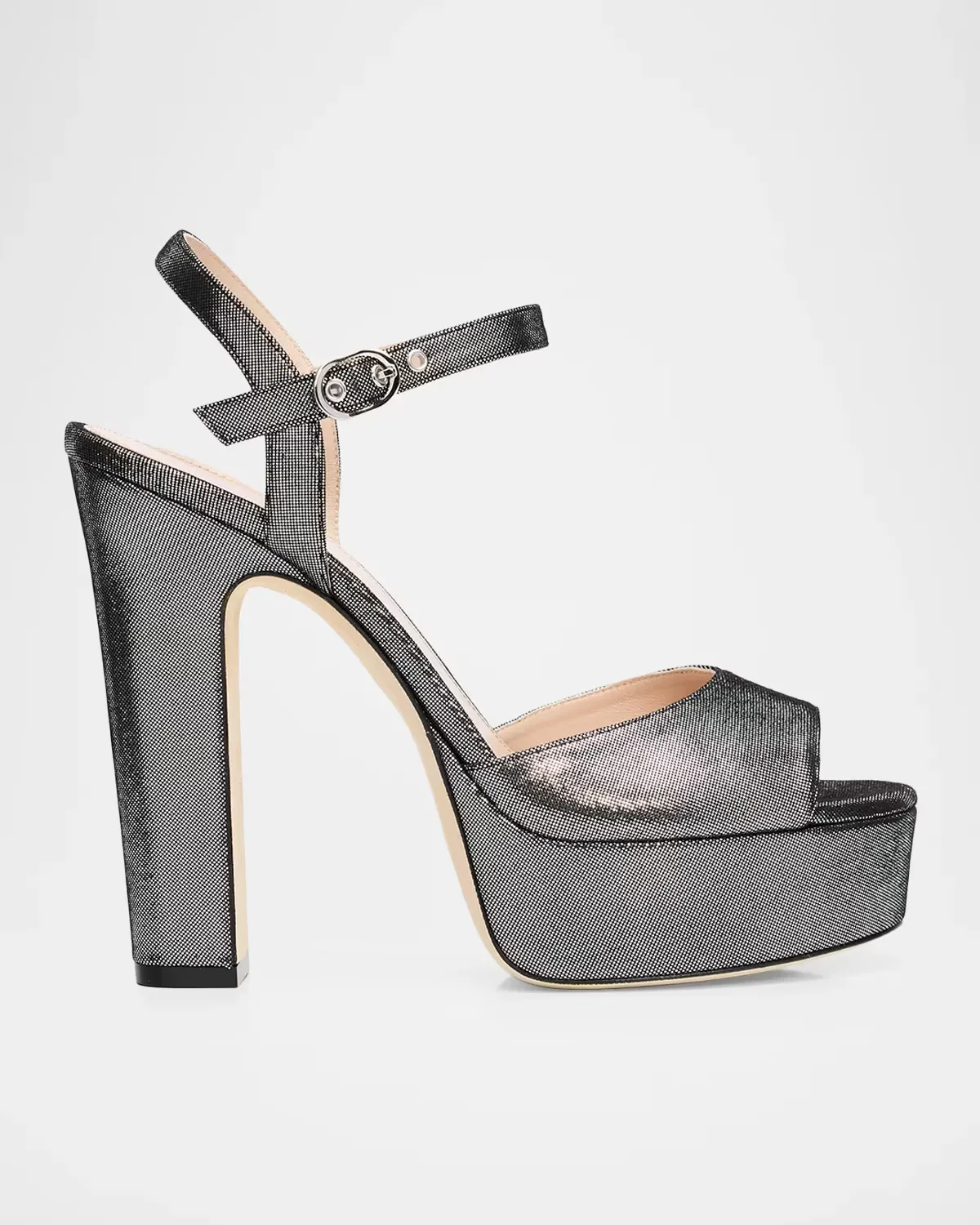 125mm Reade Leather Noir Platform Sandals