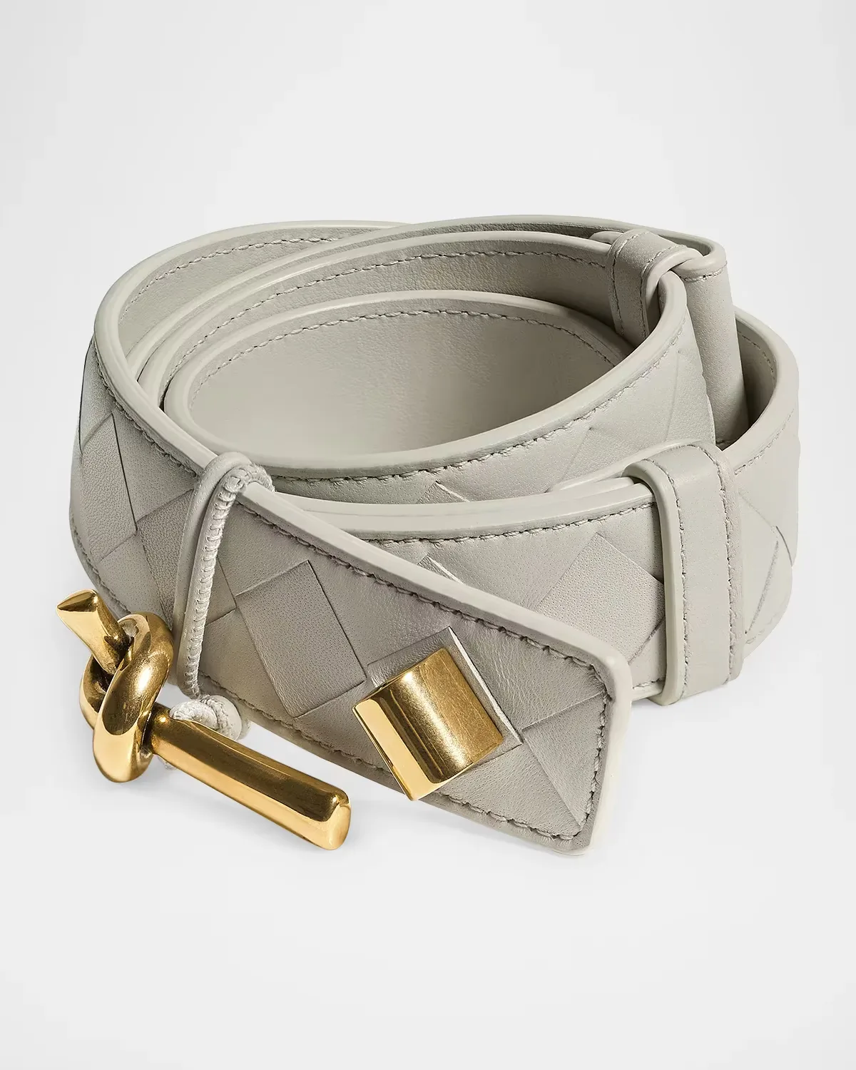 Knot-Buckle Intrecciato Leather Belt by Bottega Veneta