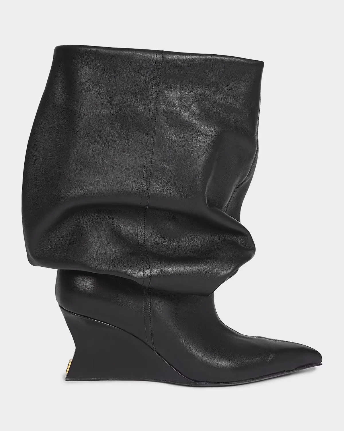 Scrunched Leather Wedge Ankle Boots by Balmain