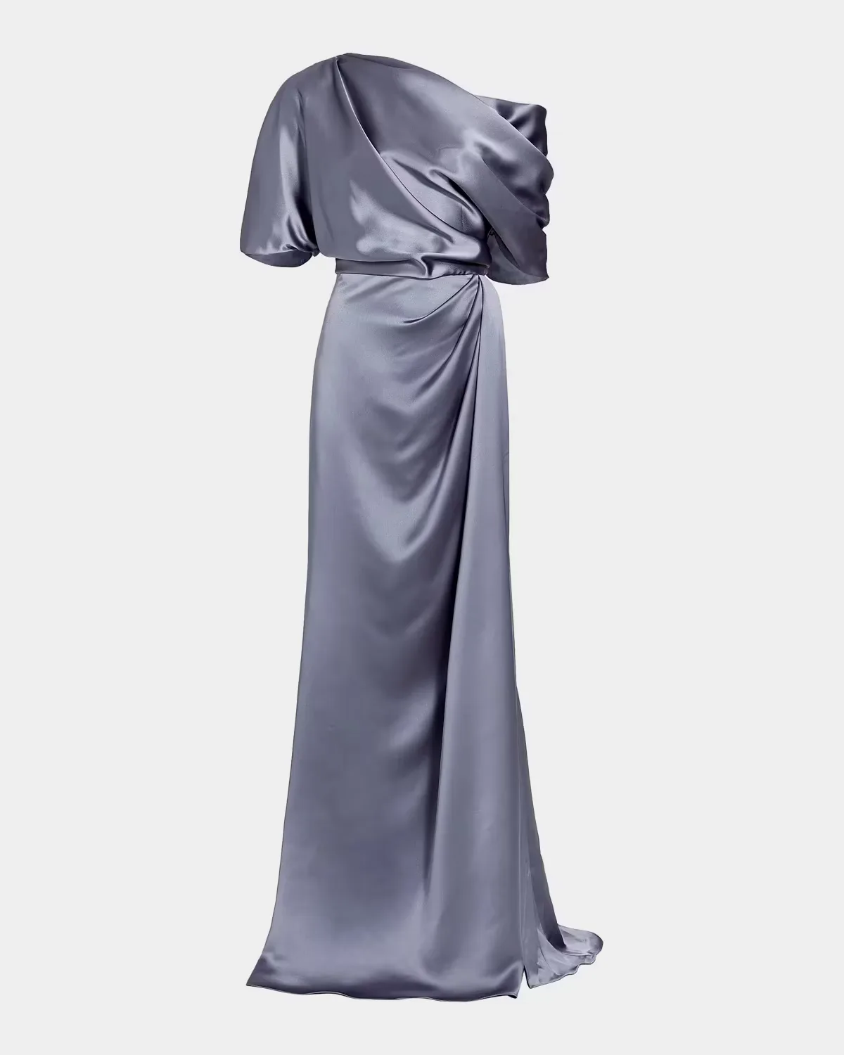 Draped Satin Off-The-Shoulder Gown
