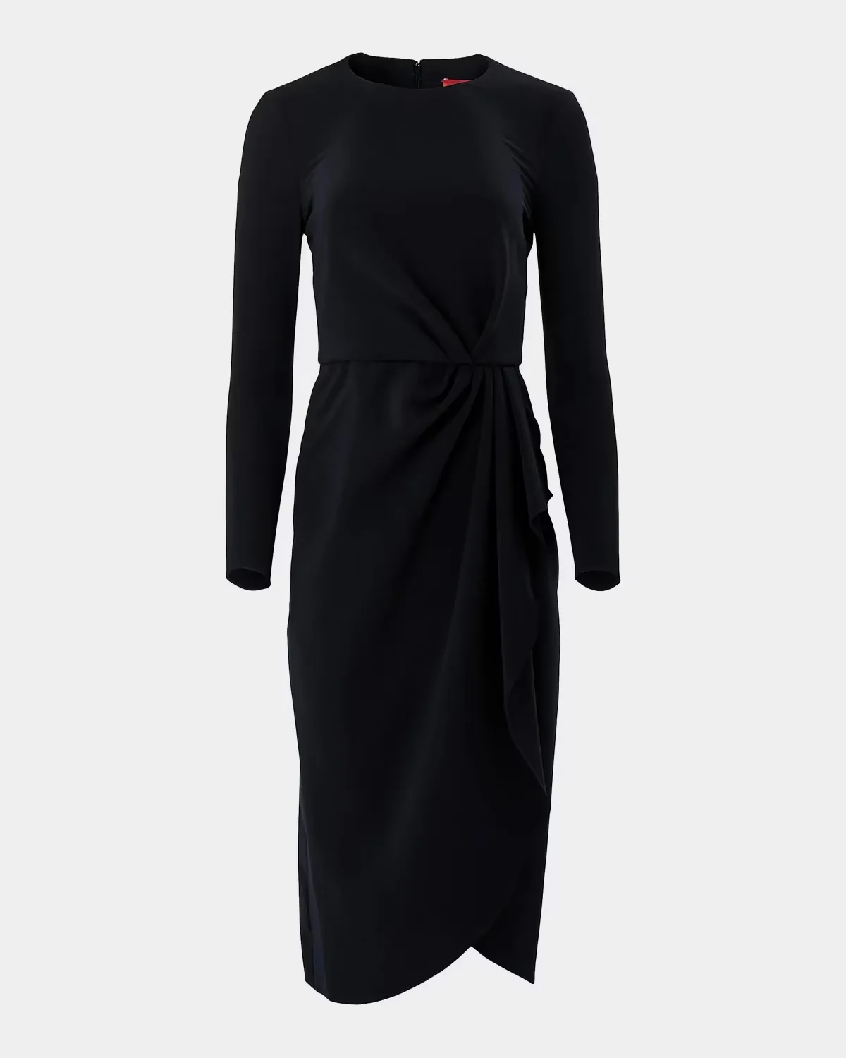 Draped Long-Sleeve Midi Dress by Carolina Herrera