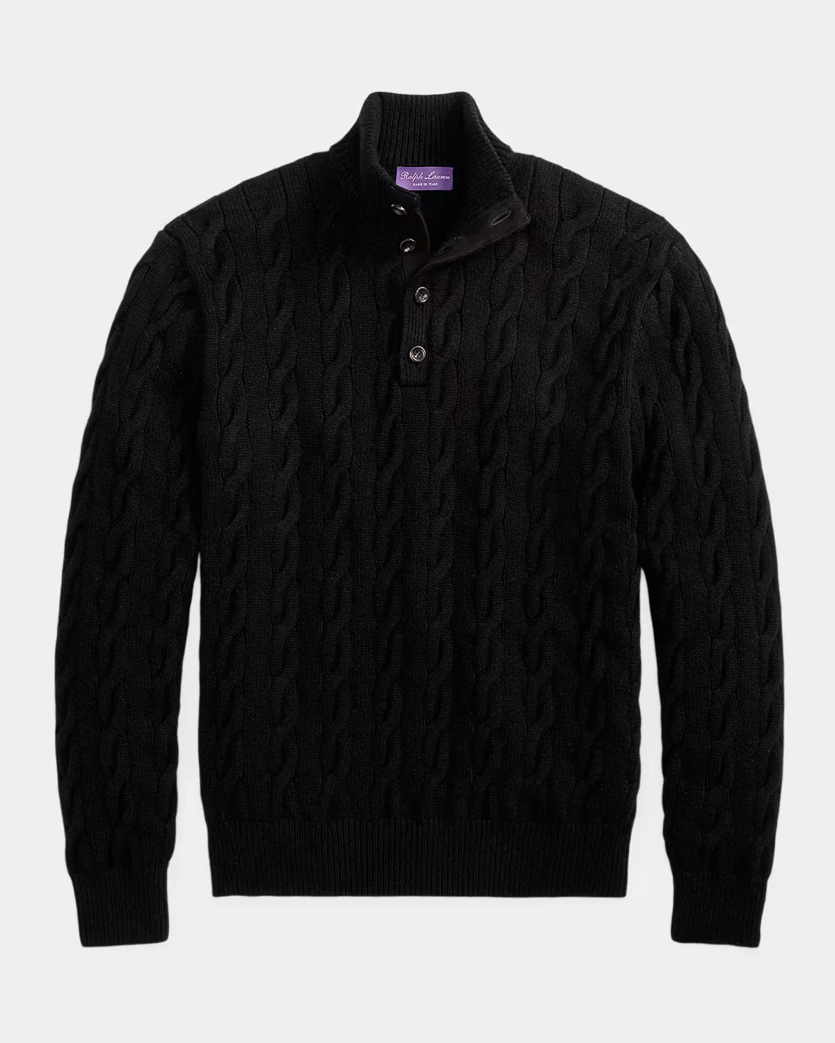 Cable-Knit Cashmere Mock Neck Sweater by Ralph Lauren Purple Label