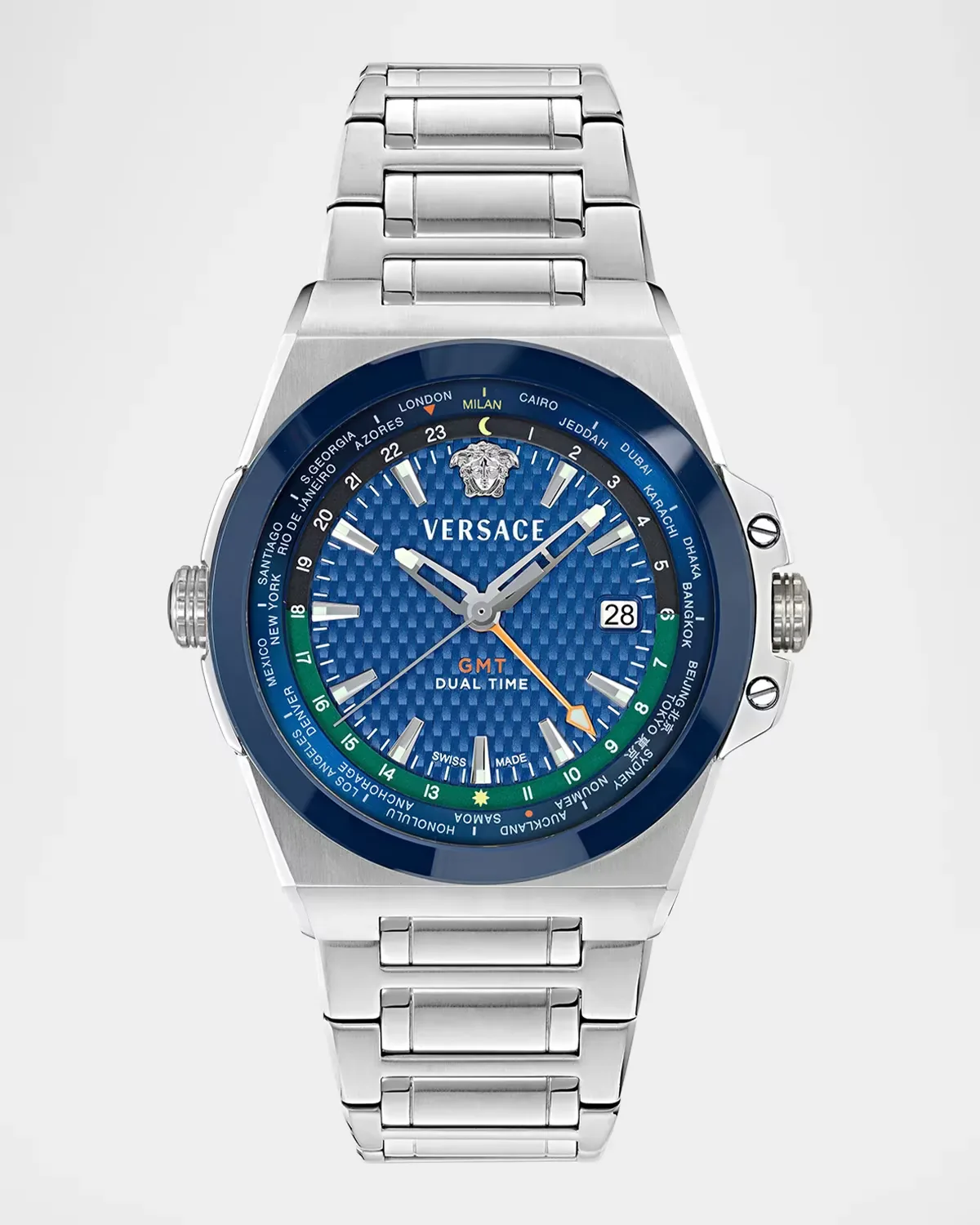Greca Reaction GMT Stainless Steel Bracelet Watch, 44mm