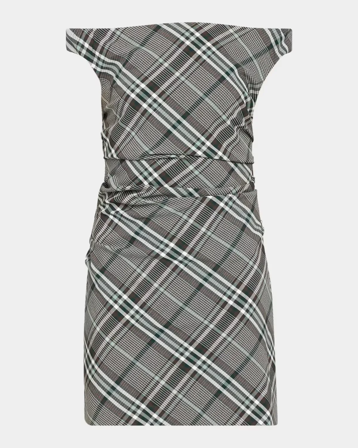 Wells Plaid Off-the-Shoulder Mini Dress by SIMKHAI