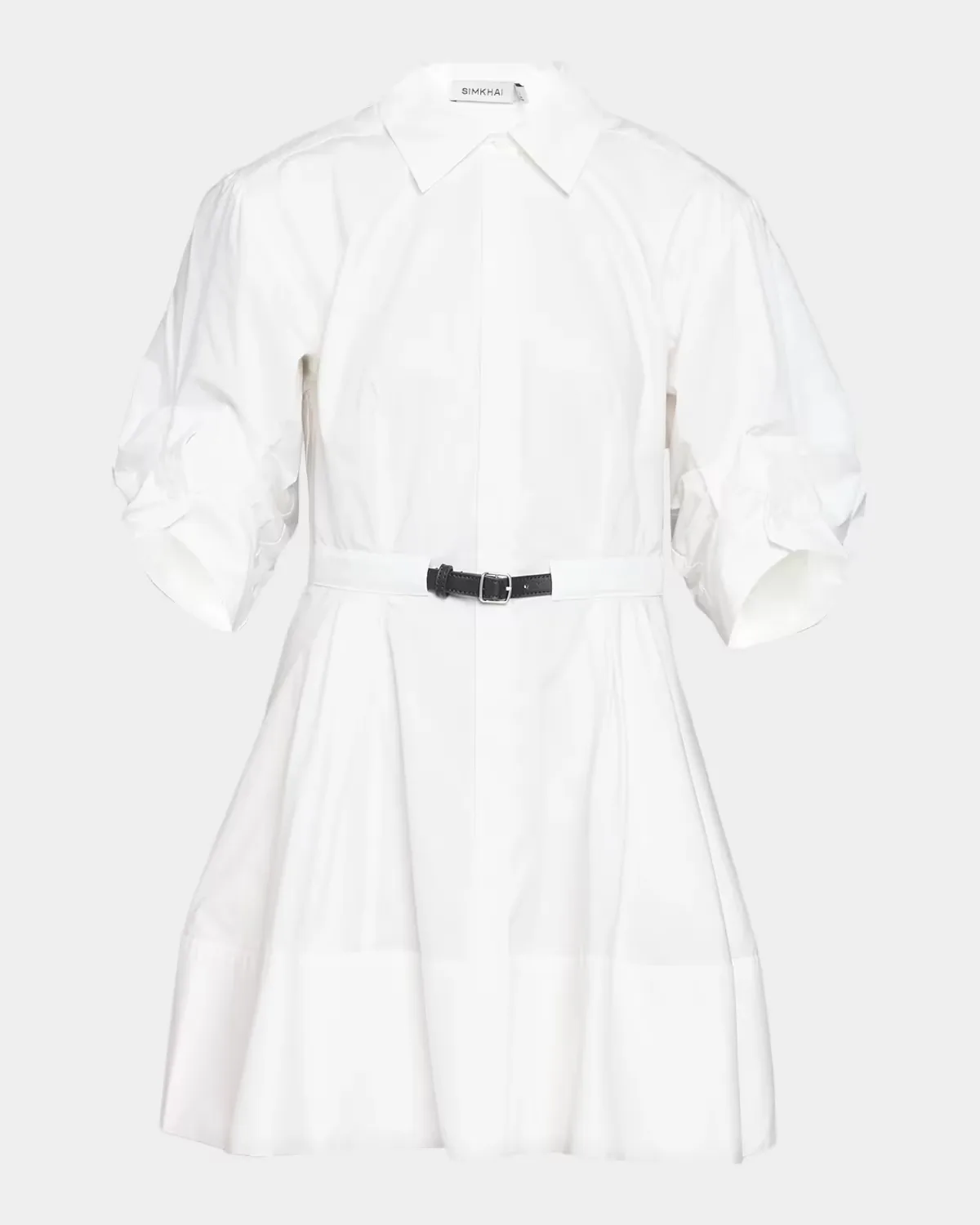 Shana Belted Ruched Sleeve Dress by SIMKHAI