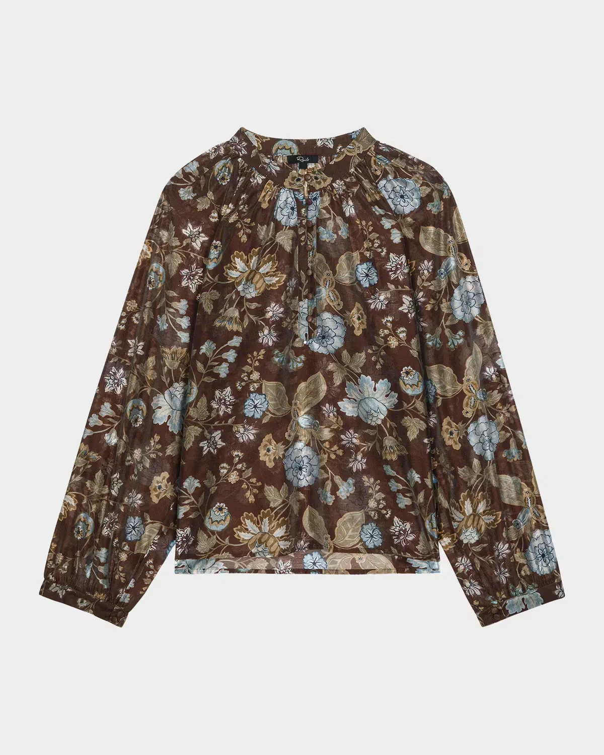 Tali Floral Band-Collar Shirt by Rails