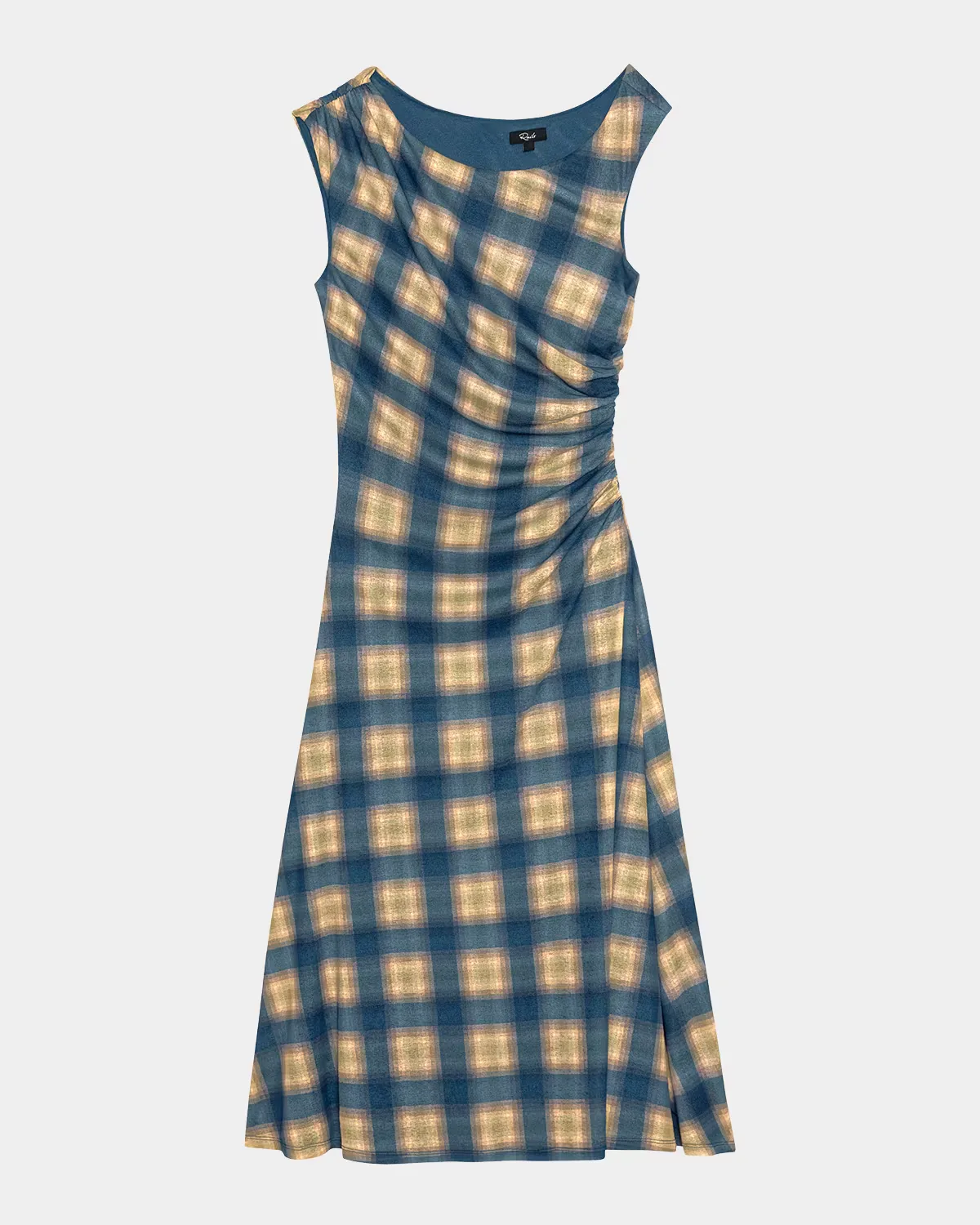 Sorra Sleeveless Ruched Plaid Midi Dress by Rails