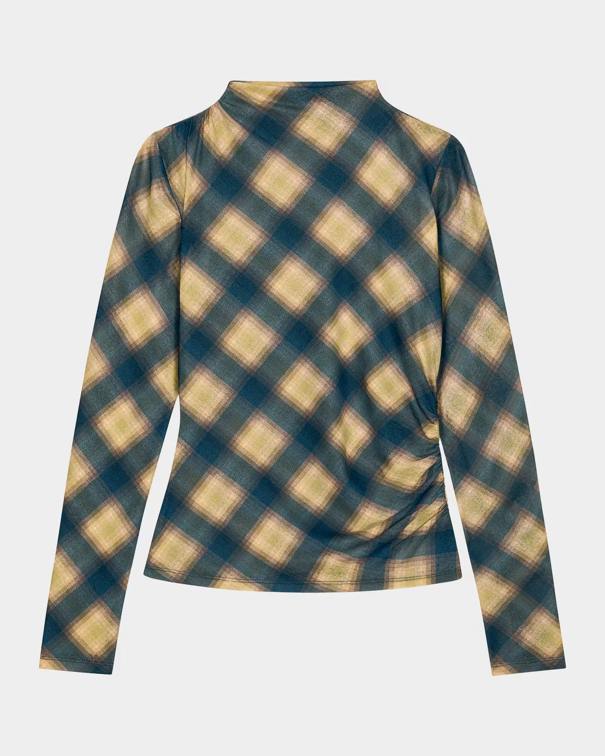 Joelle Asymmetric Ruched Plaid Top by Rails