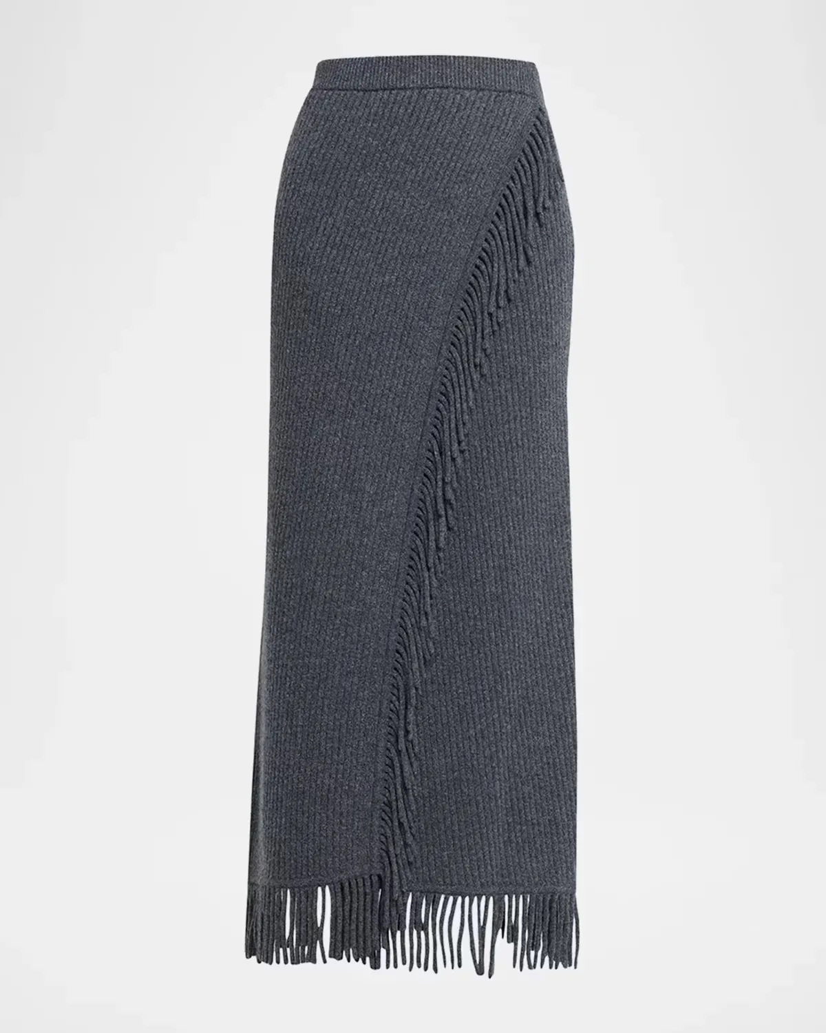 Casey Ribbed Fringe-Trim Midi Skirt by SIMKHAI