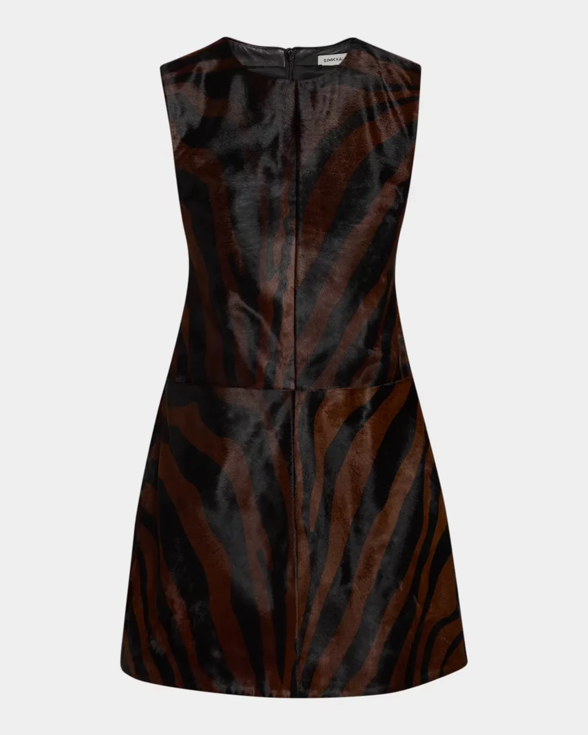 Sonoma Zebra-Striped Leather Mini Dress by SIMKHAI