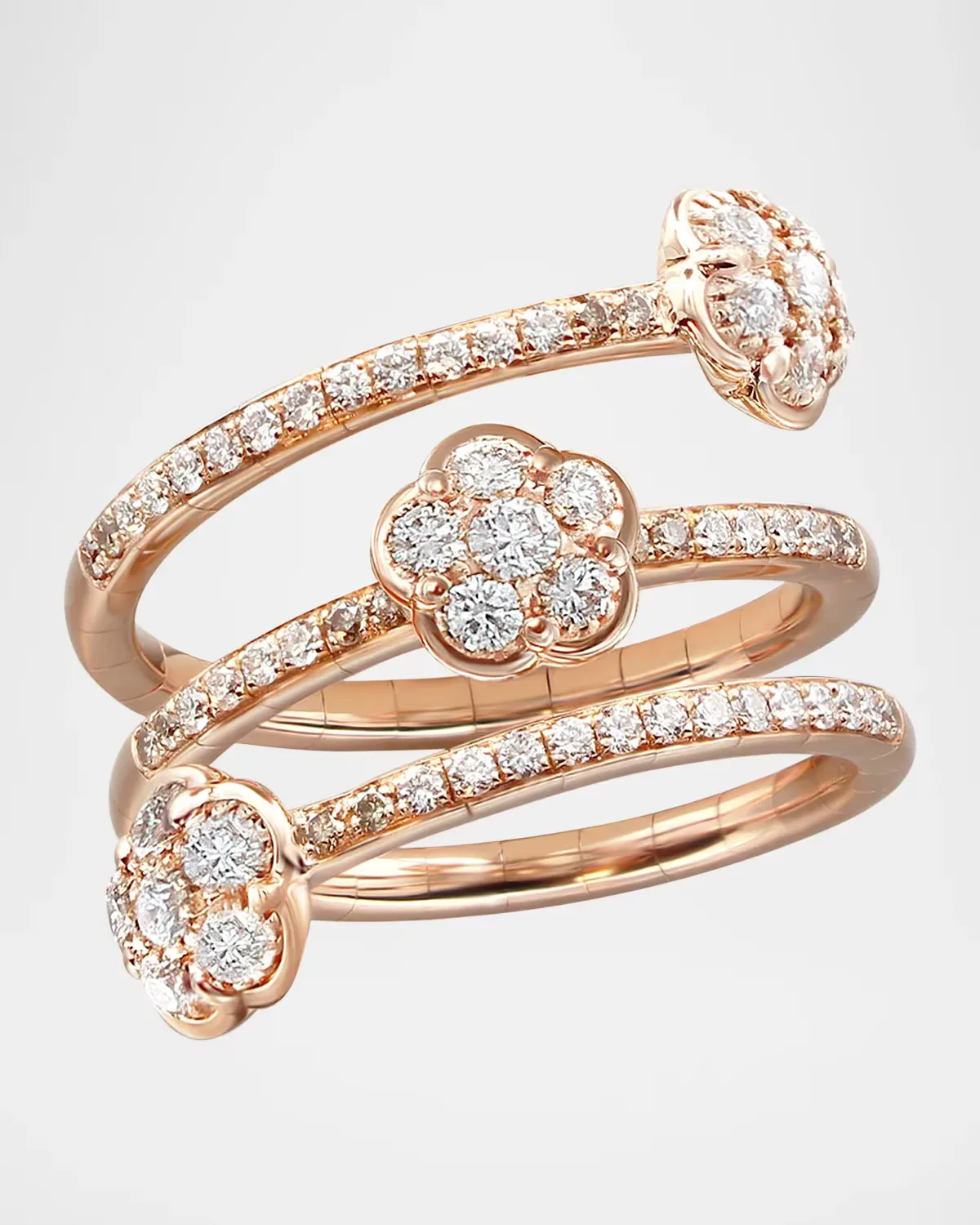 18K Rose Gold Figlia Dei Fiori Ring with White and Champagne Diamonds by Pasquale Bruni