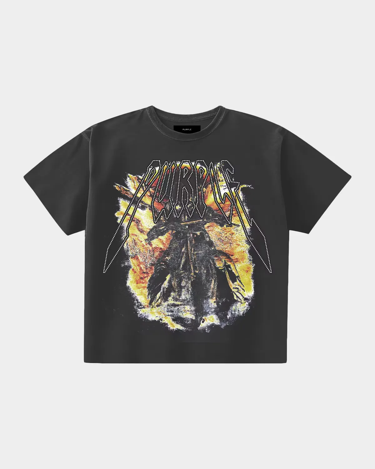 Embellished Textured Graphic Cotton T-Shirt by PURPLE