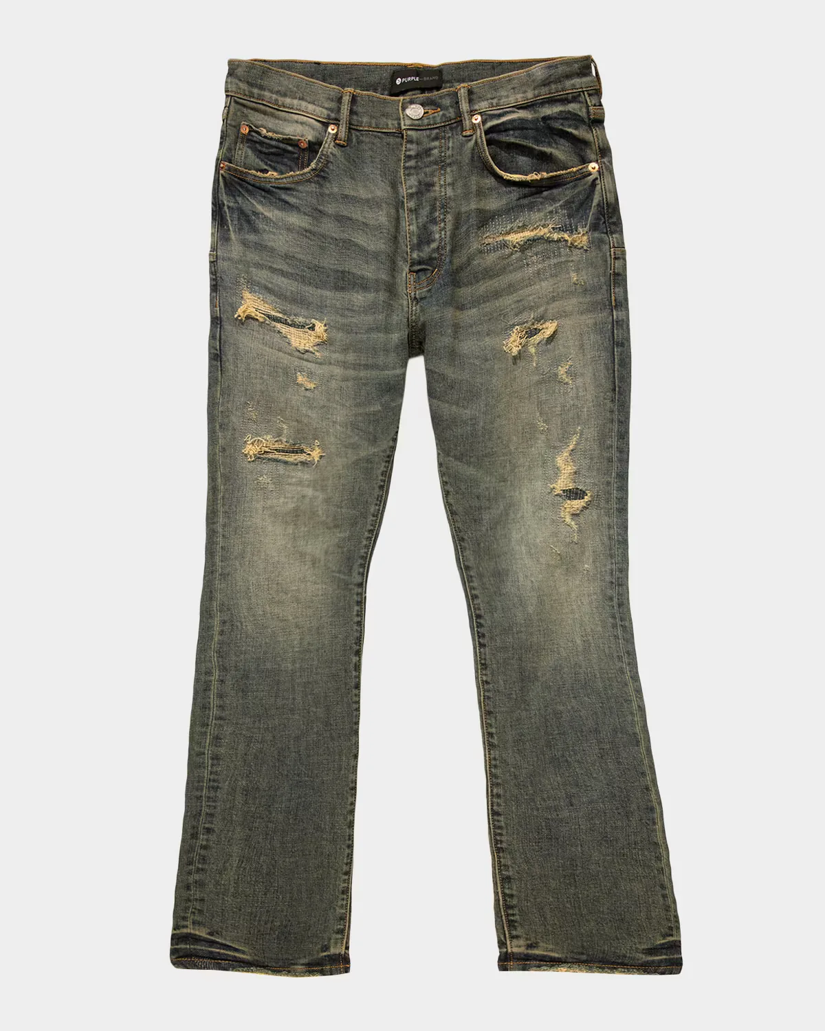 Quilted Destroyed Bootcut Jeans by PURPLE