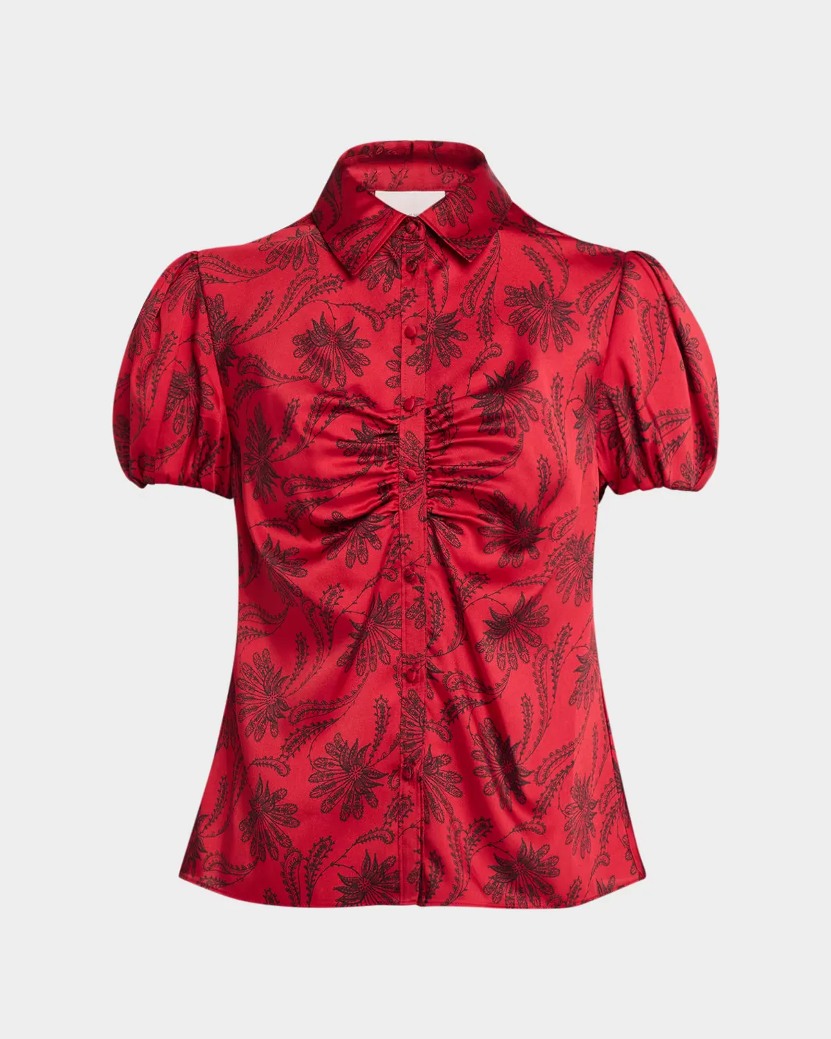 Sola Paisley Fan Puff-Sleeve Top by Cinq à Sept