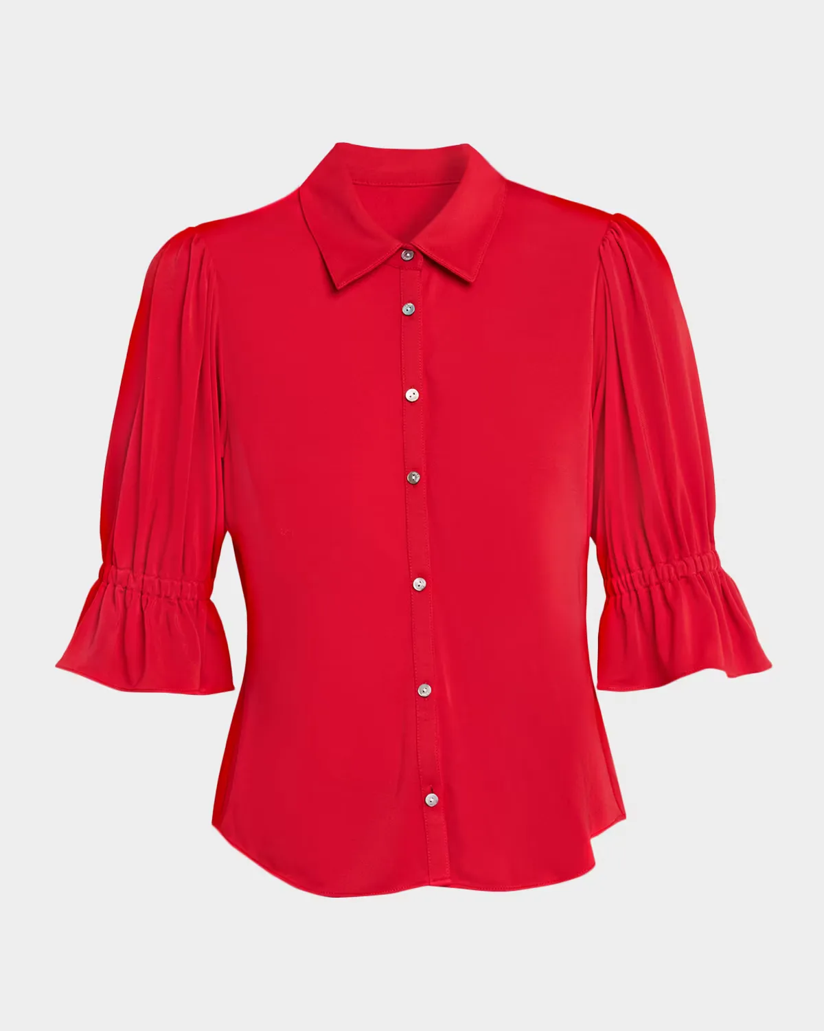 Ruffled-Cuff Matte Jersey Shirt by Cinq à Sept