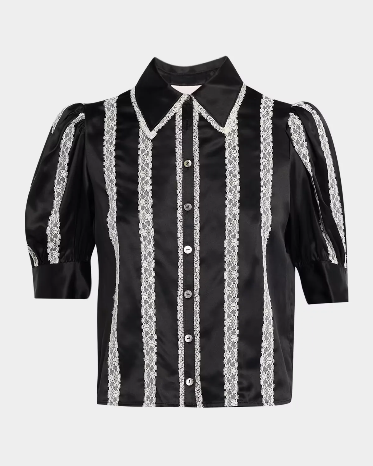 Nalea Lace-Embellished Satin Shirt by Cinq à Sept