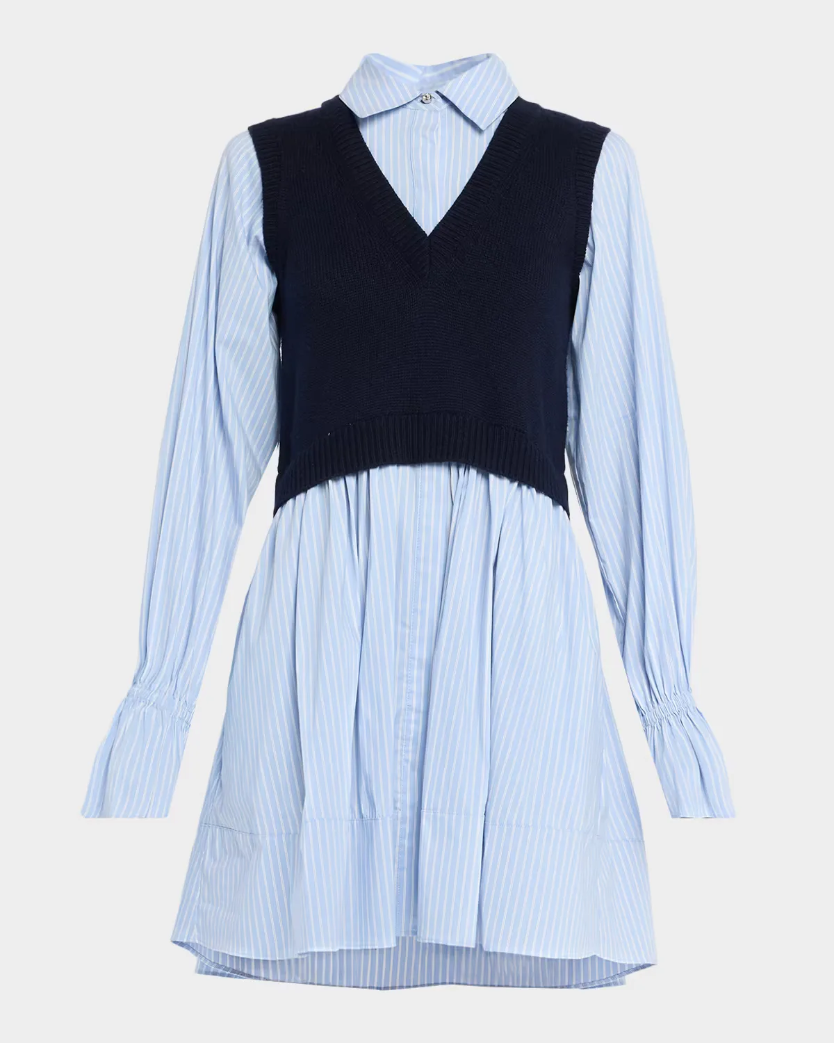 Patsy Combo Knit Vest and Poplin Shirtdress by Cinq à Sept