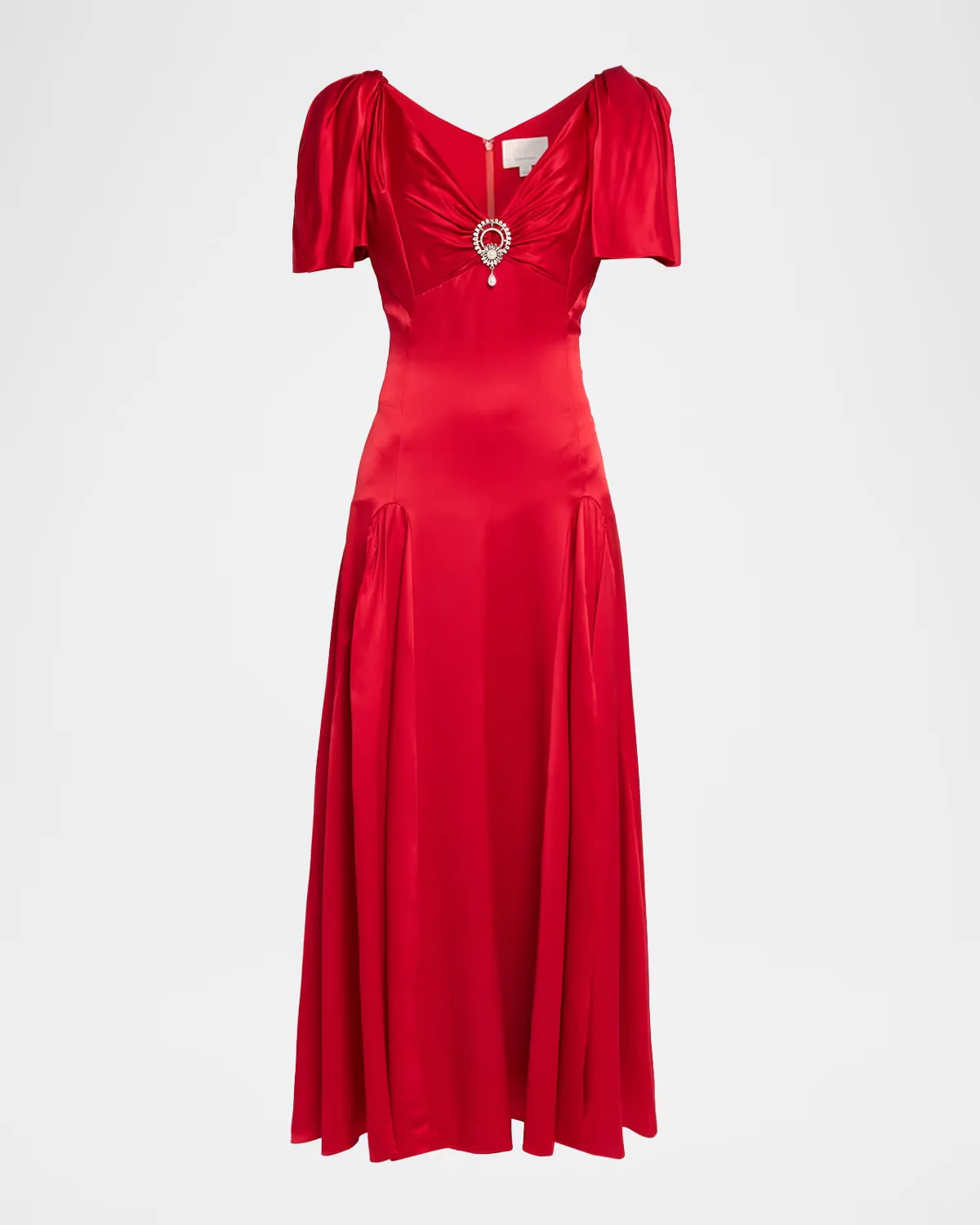 Ambriella Silk Satin Godet Midi Dress by Cinq à Sept