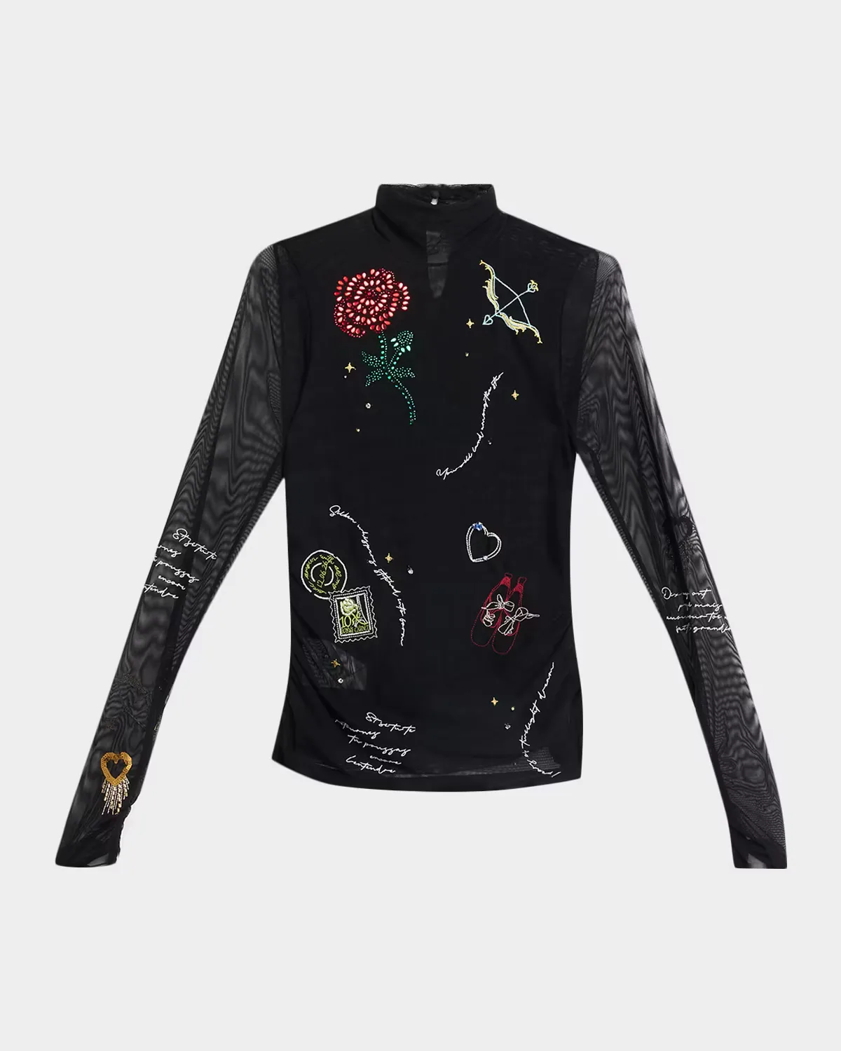 Starry Scribbles Mesh Turtleneck Top by Cinq à Sept