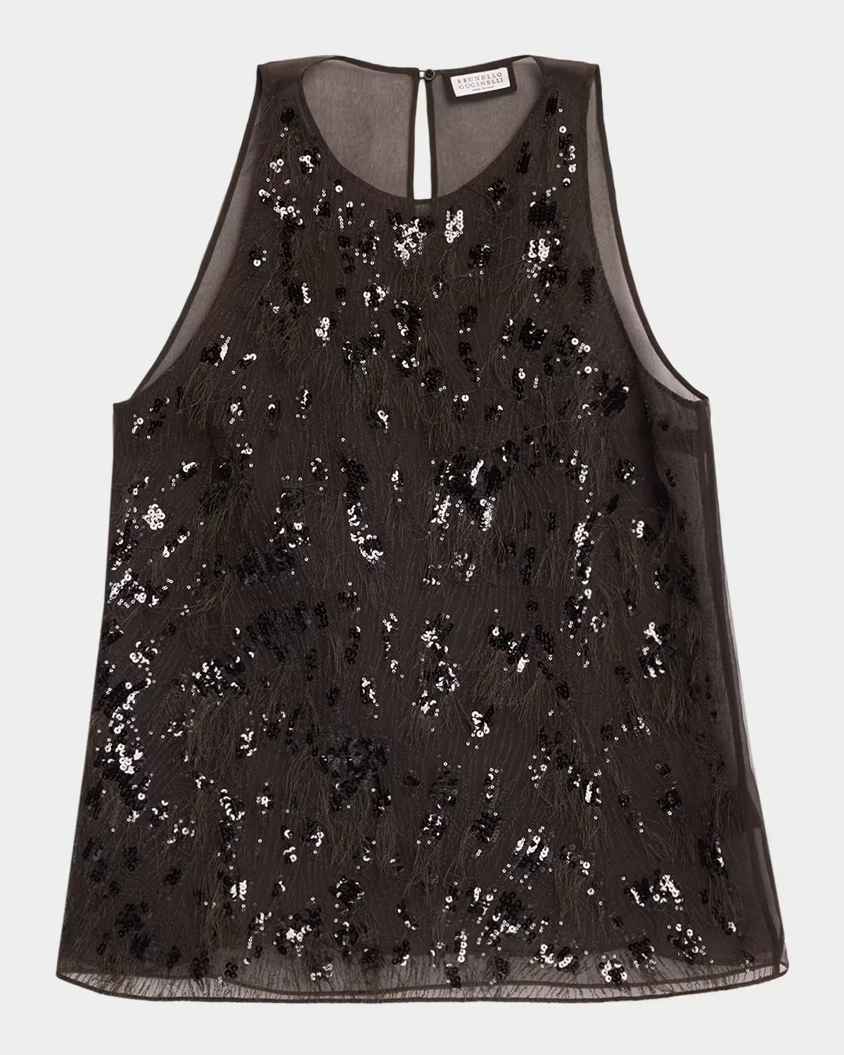 Animalier Embroidered Silk Tank Top by Brunello Cucinelli
