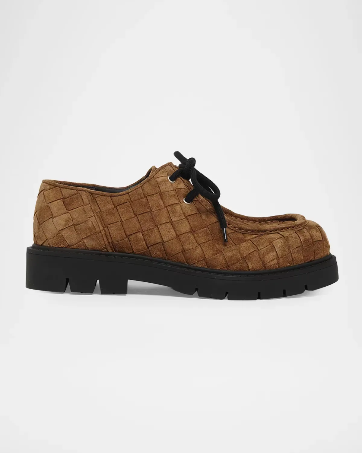 Haddock Suede Moc-Toe Derby Shoes by Bottega Veneta